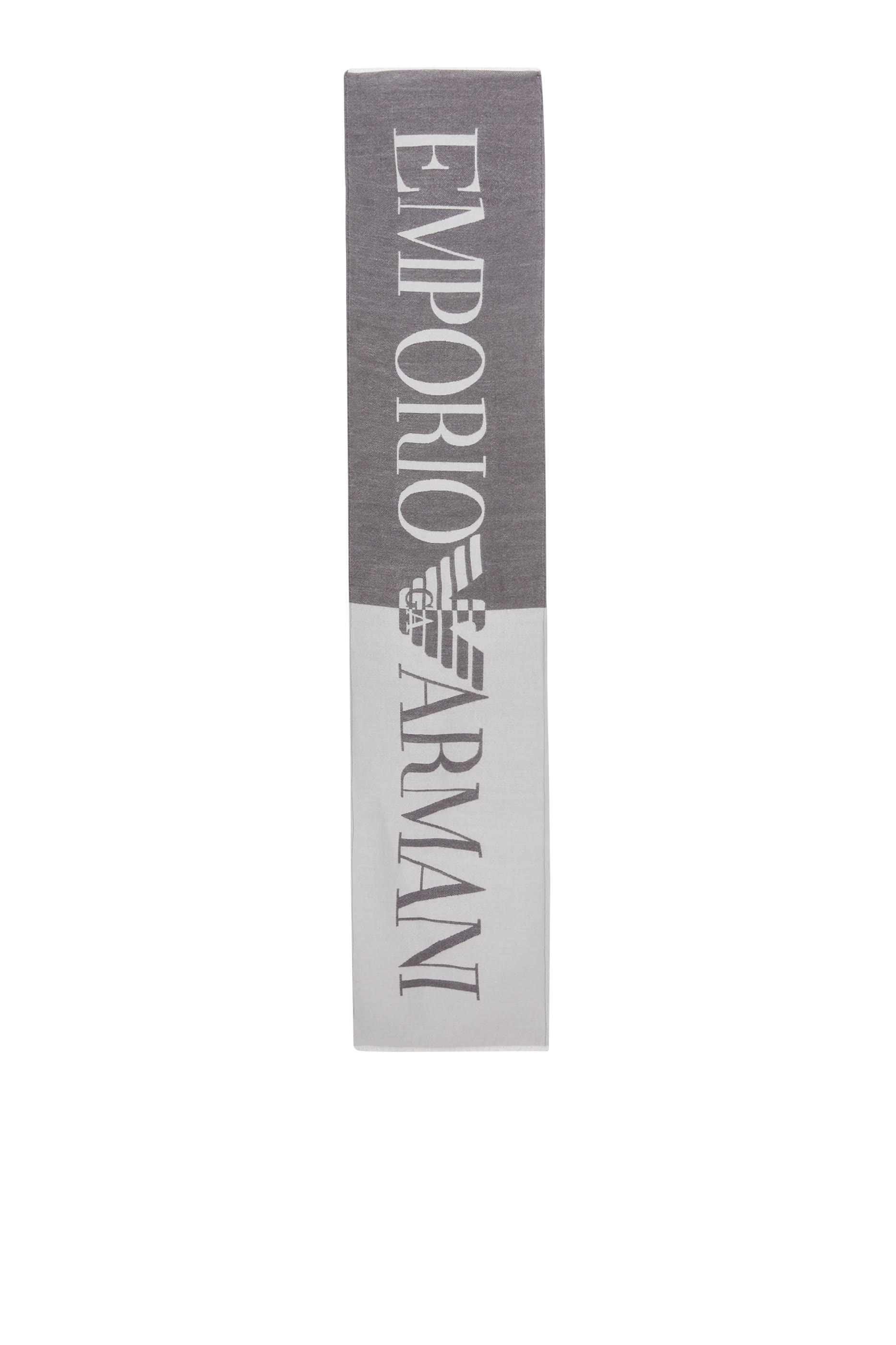 وشاح بلونين ونقشة شعار الماركة بحجم كبير مزيج صوف