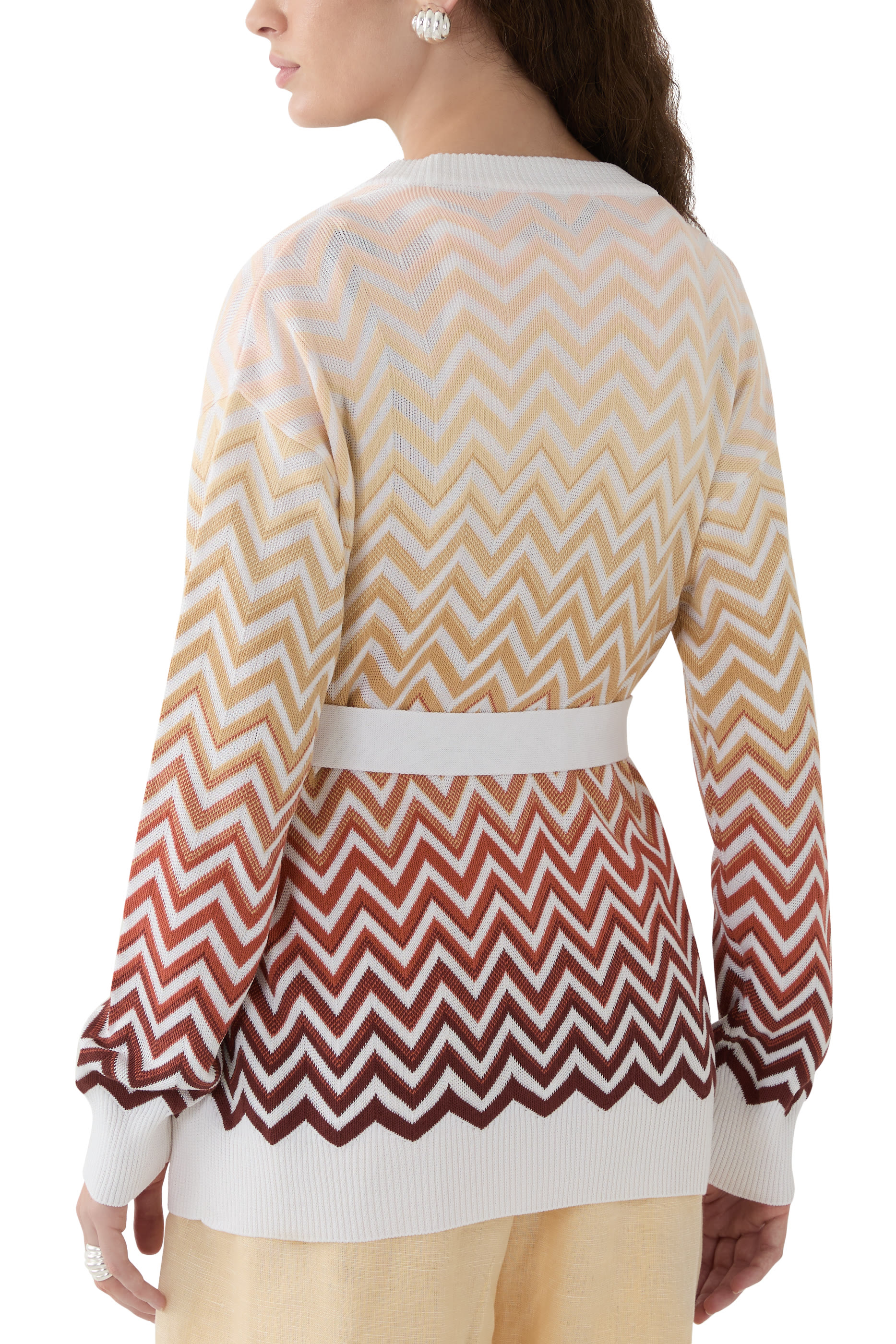 كارديجان بنقشة خطوط شيفرون ولون متدرج