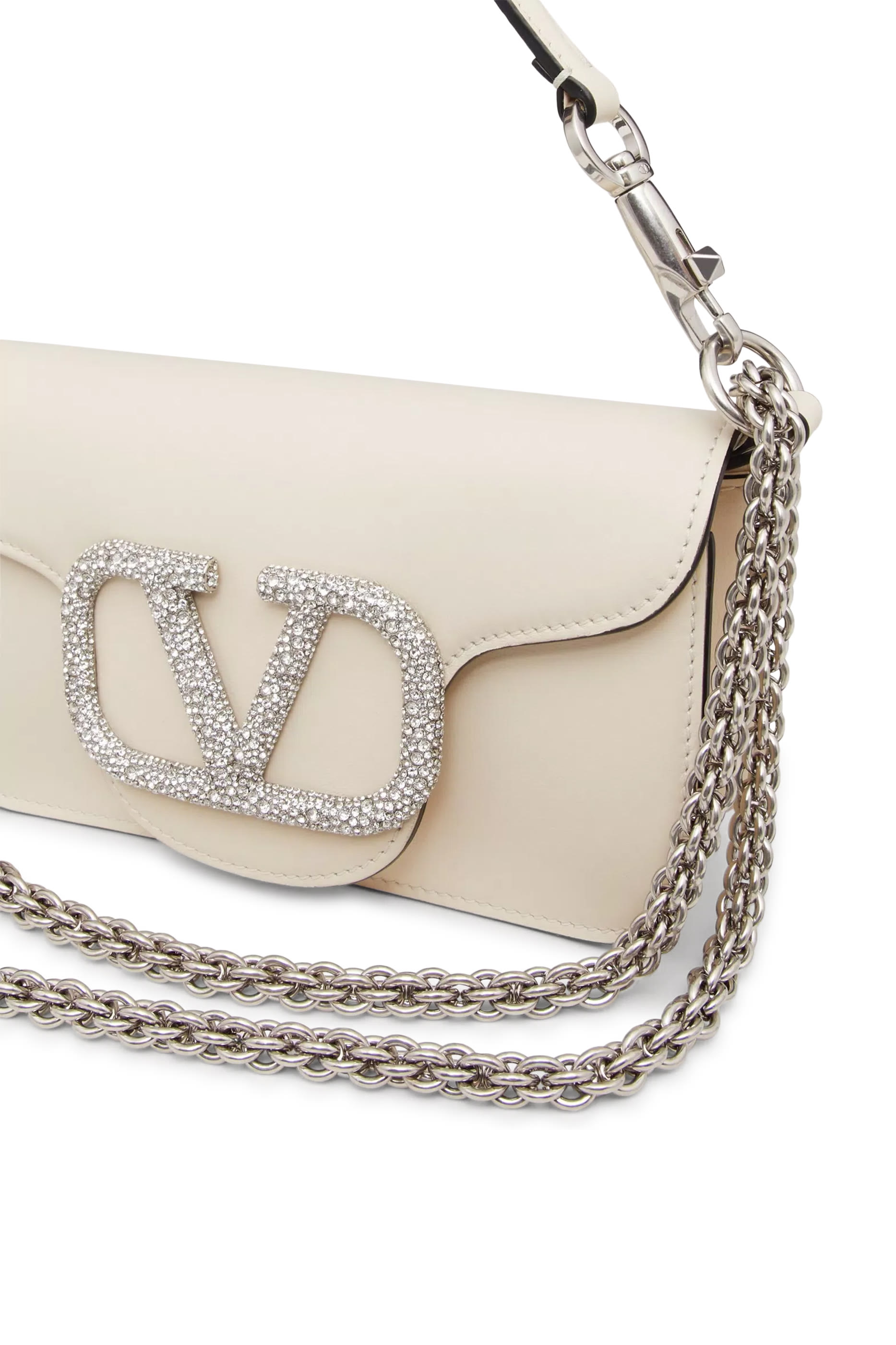 حقيبة كتف لوكو صغيرة بشعار الماركة المرصع بأحجار براقة