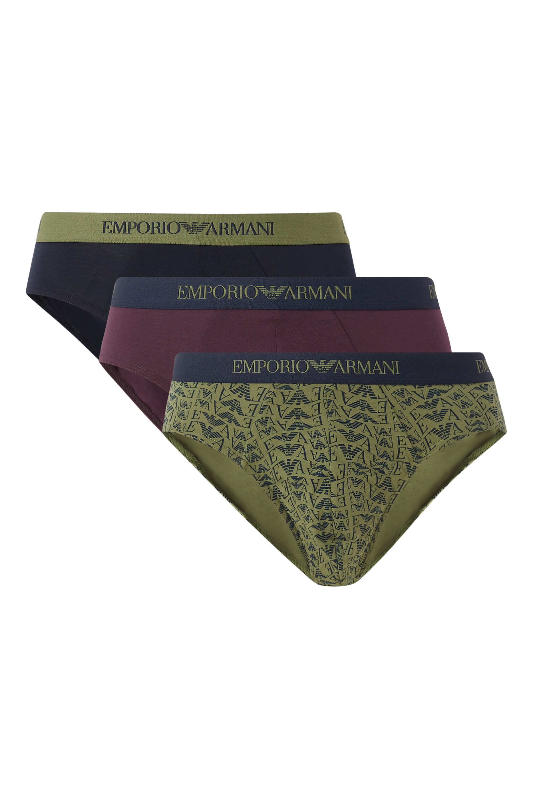 طقم سروال داخلي بشعار الماركة، ثلاث قطع