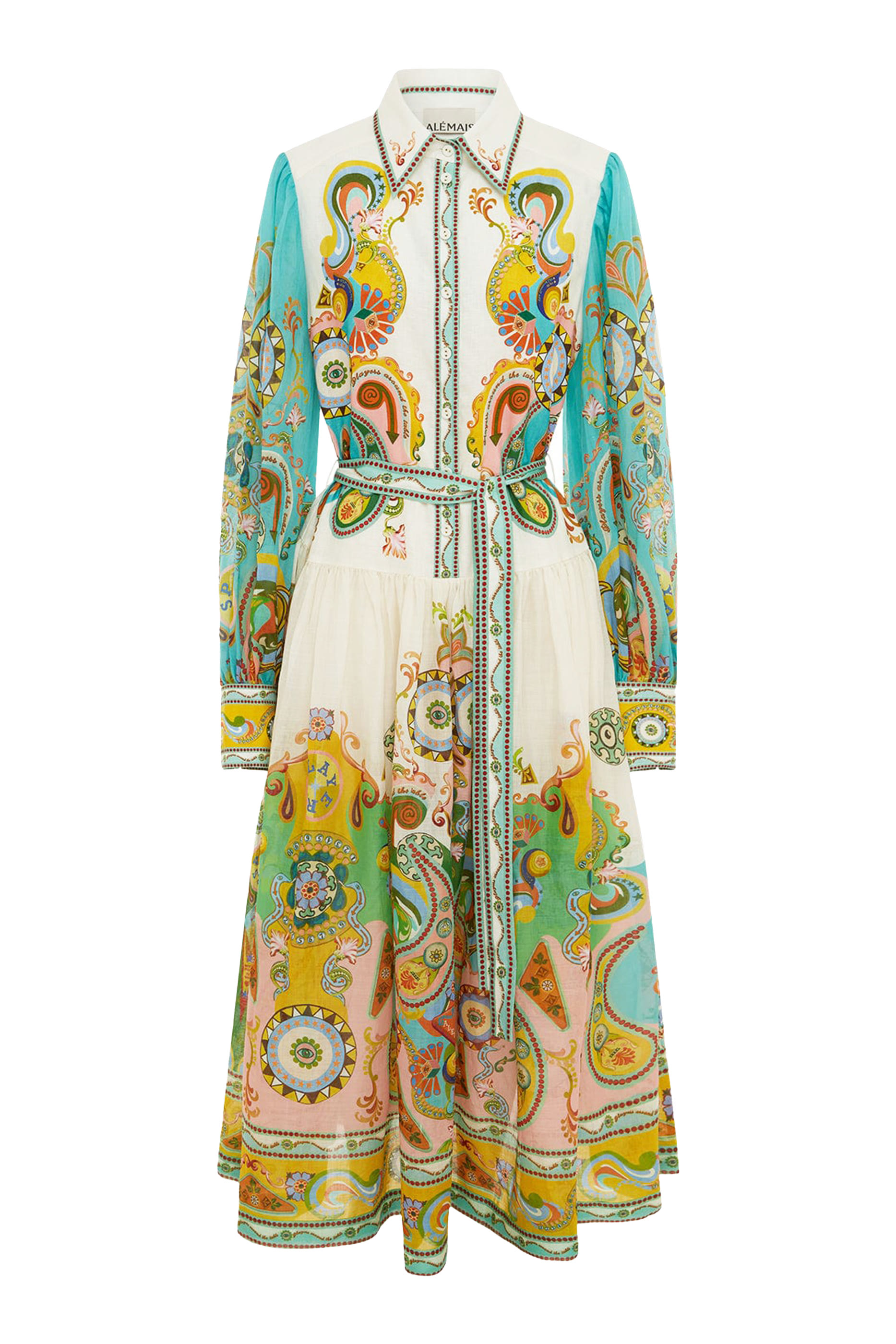 فستان بتصميم قميص بنقشة كرة ودبابيس