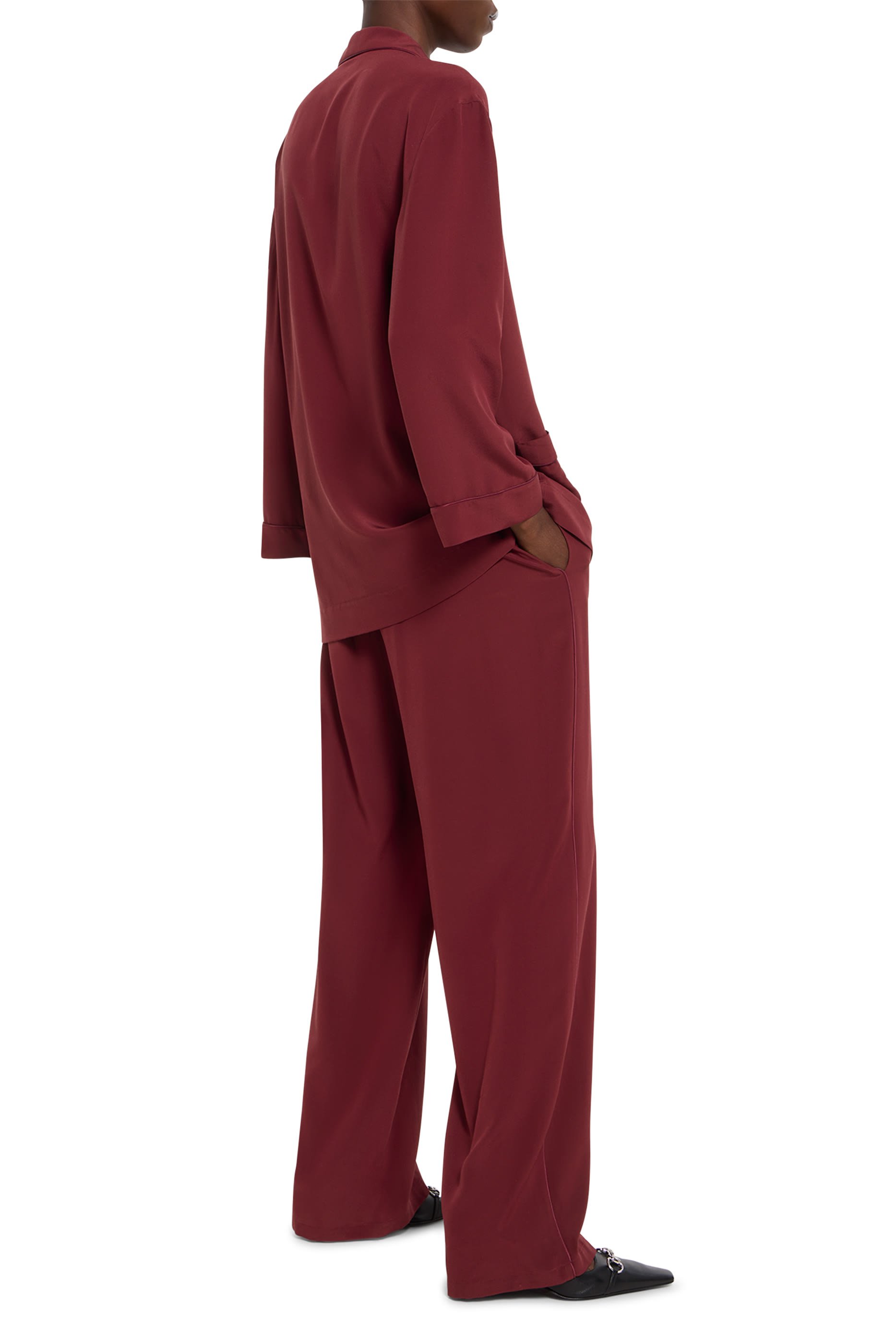 بنطال كريب دو شين وحرير