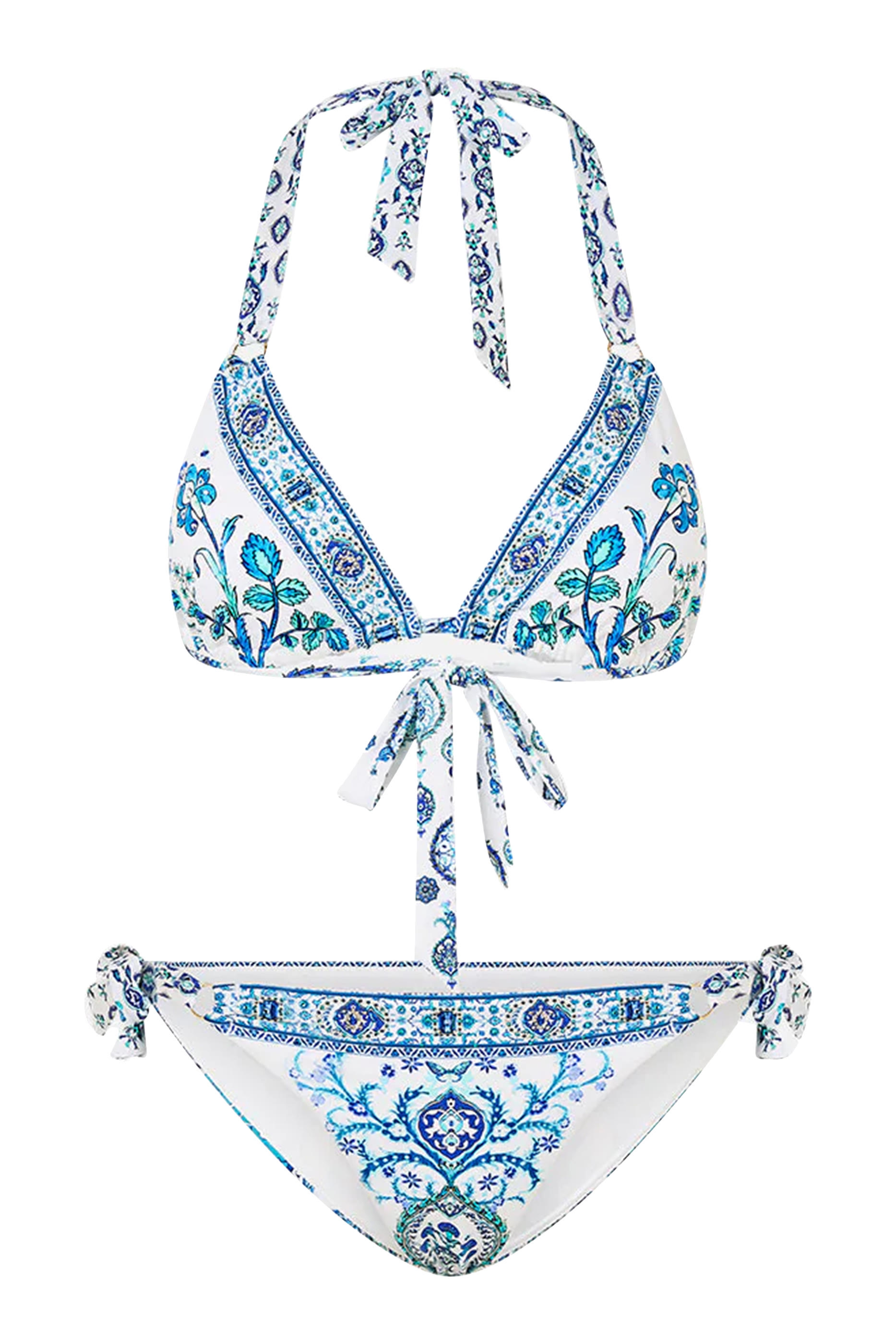 طقم بيكيني بقوالب مثلثة وأربطة جانبية وحلقات