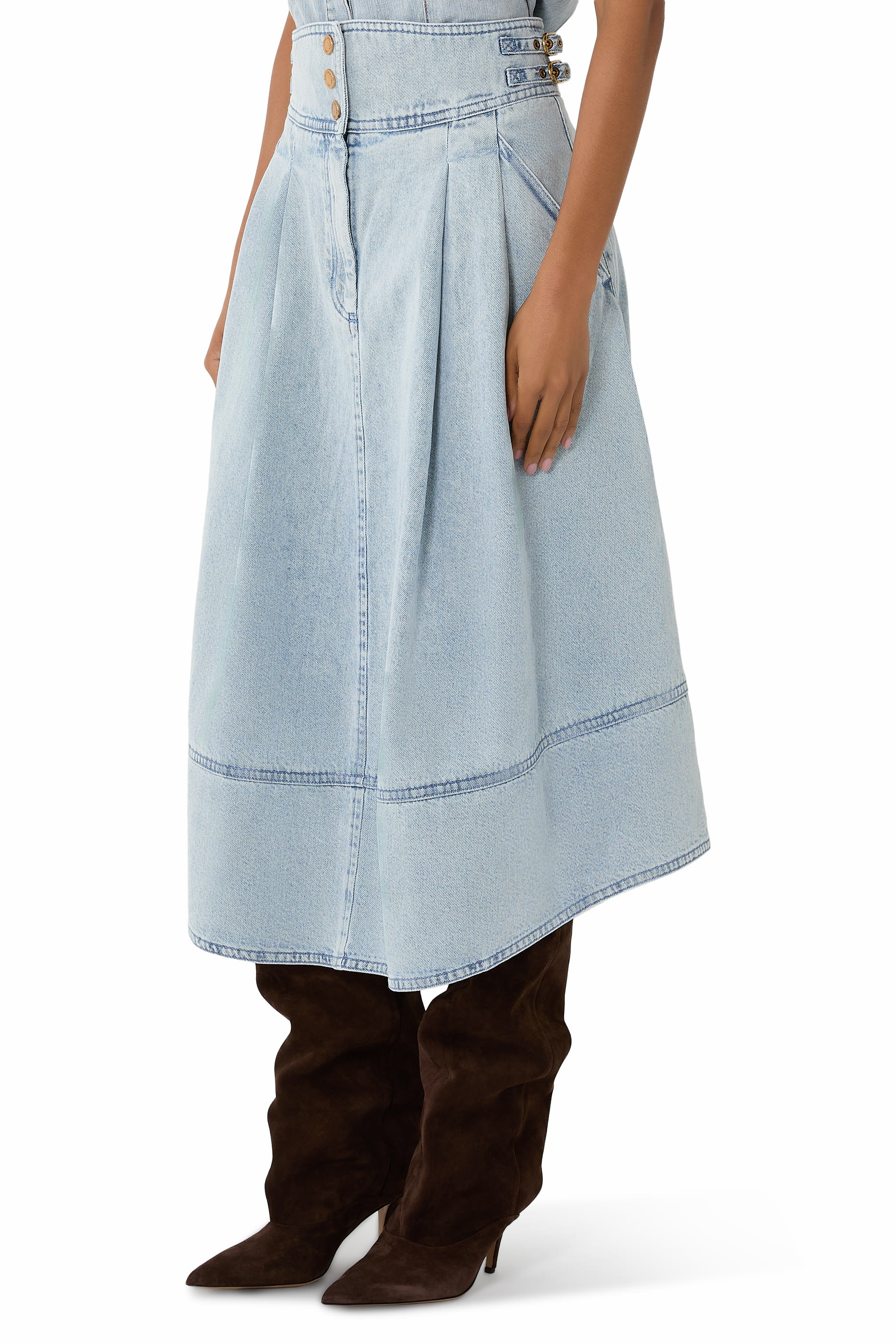 تنورة دينم متوسطة الطول