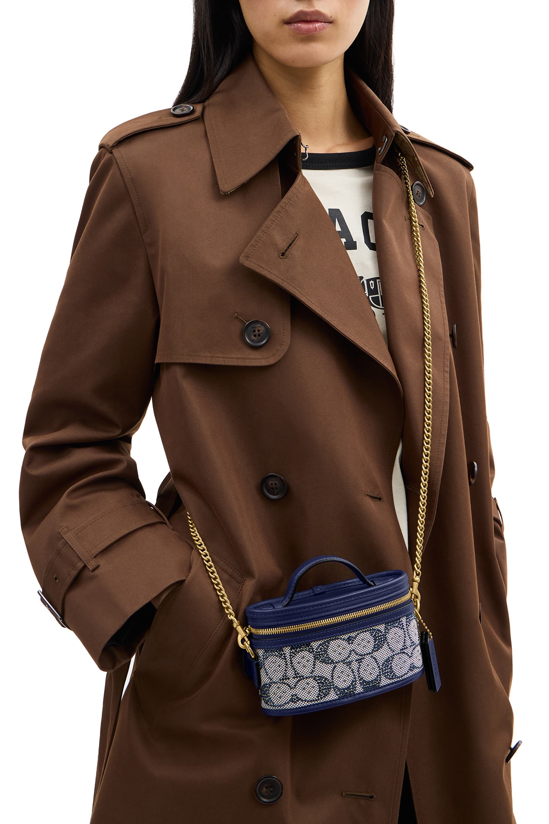 حقيبة تريل 15 جاكار مزين بشعار الماركة مرصع بالكريستال  