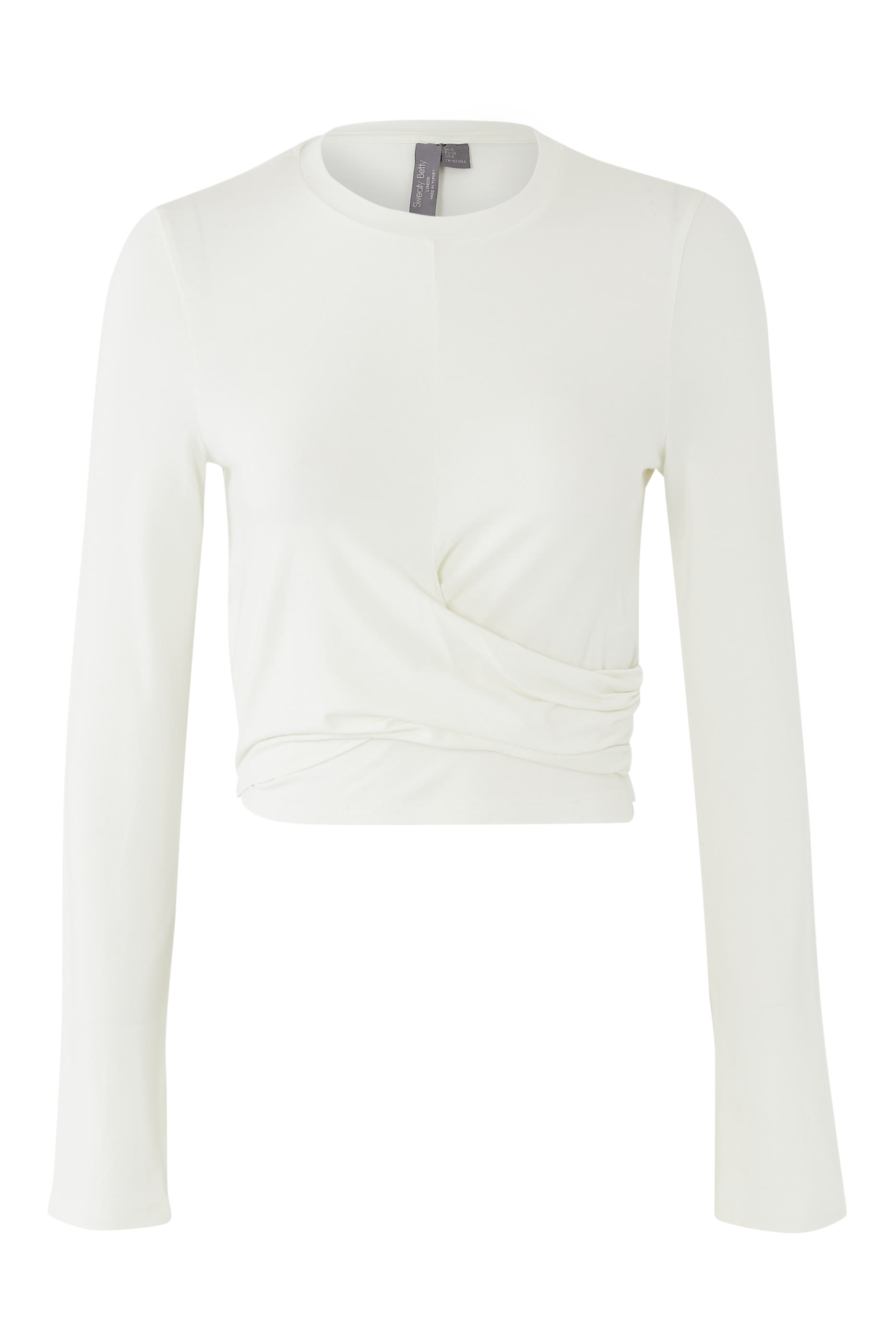 تيشيرت بأكمام طويلة وتصميم ملفوف في الأمام