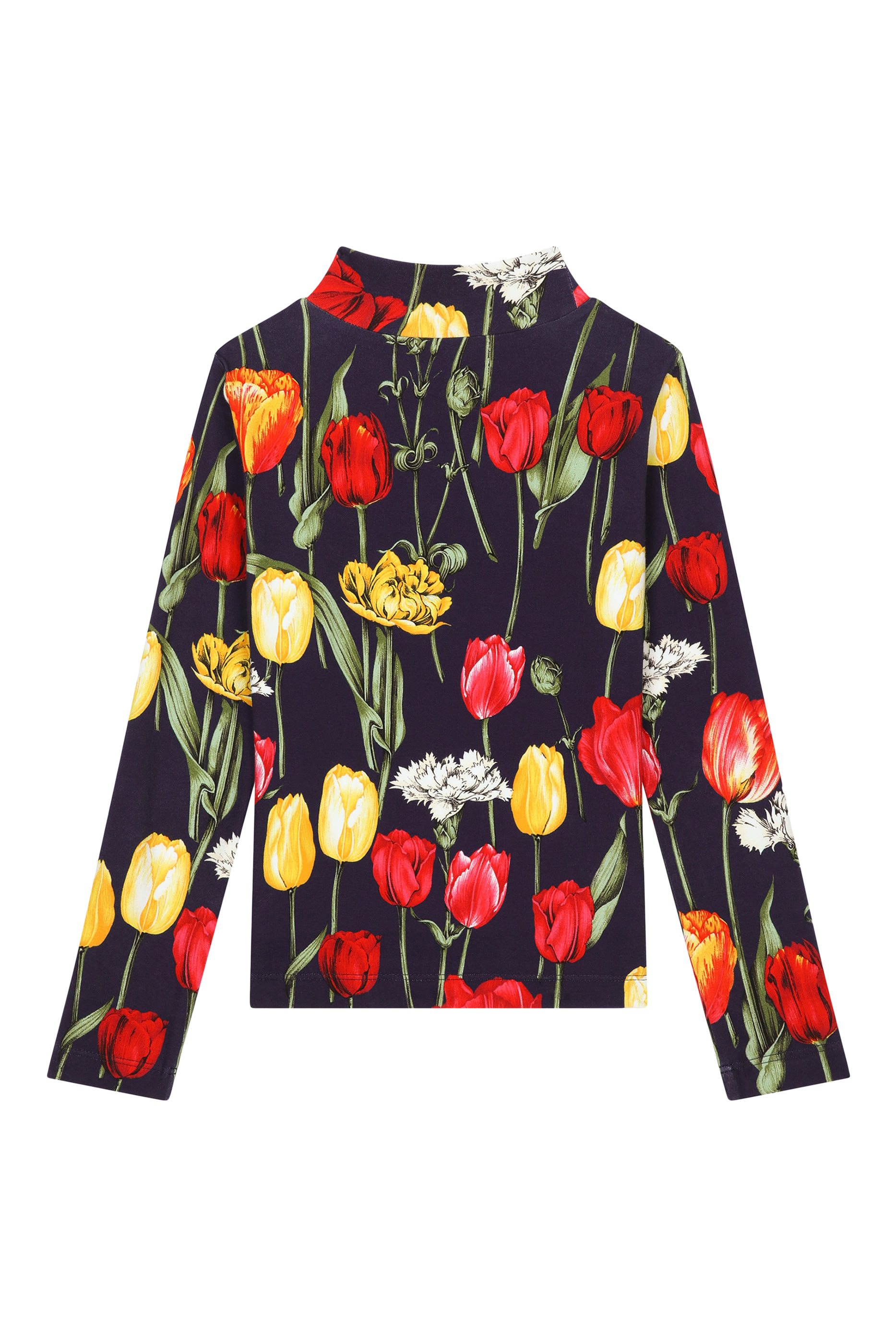 تيشيرت بياقة عالية ونسيج متشابك للأطفال