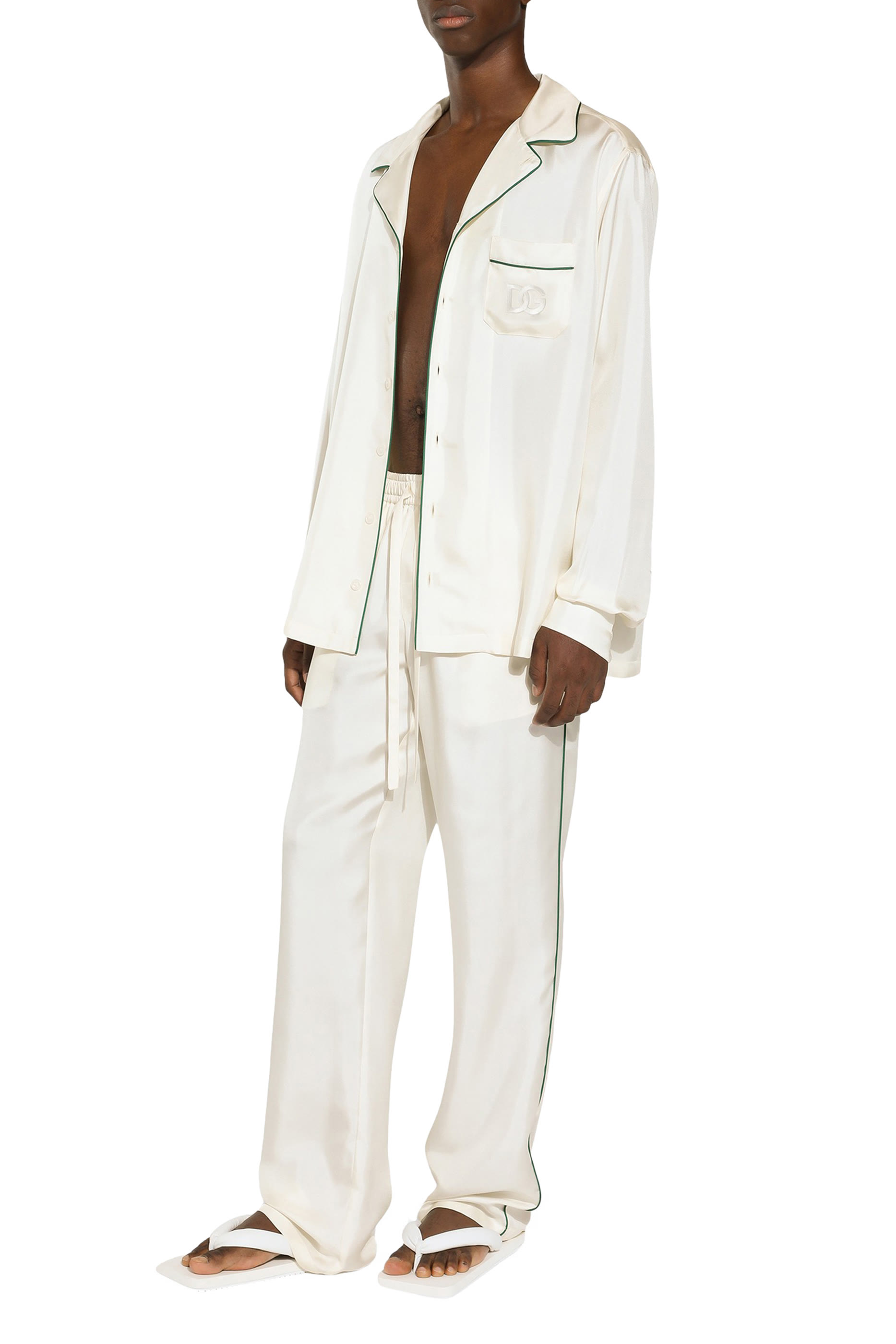 بنطال رياضي مطرز بشعار الماركة حرير