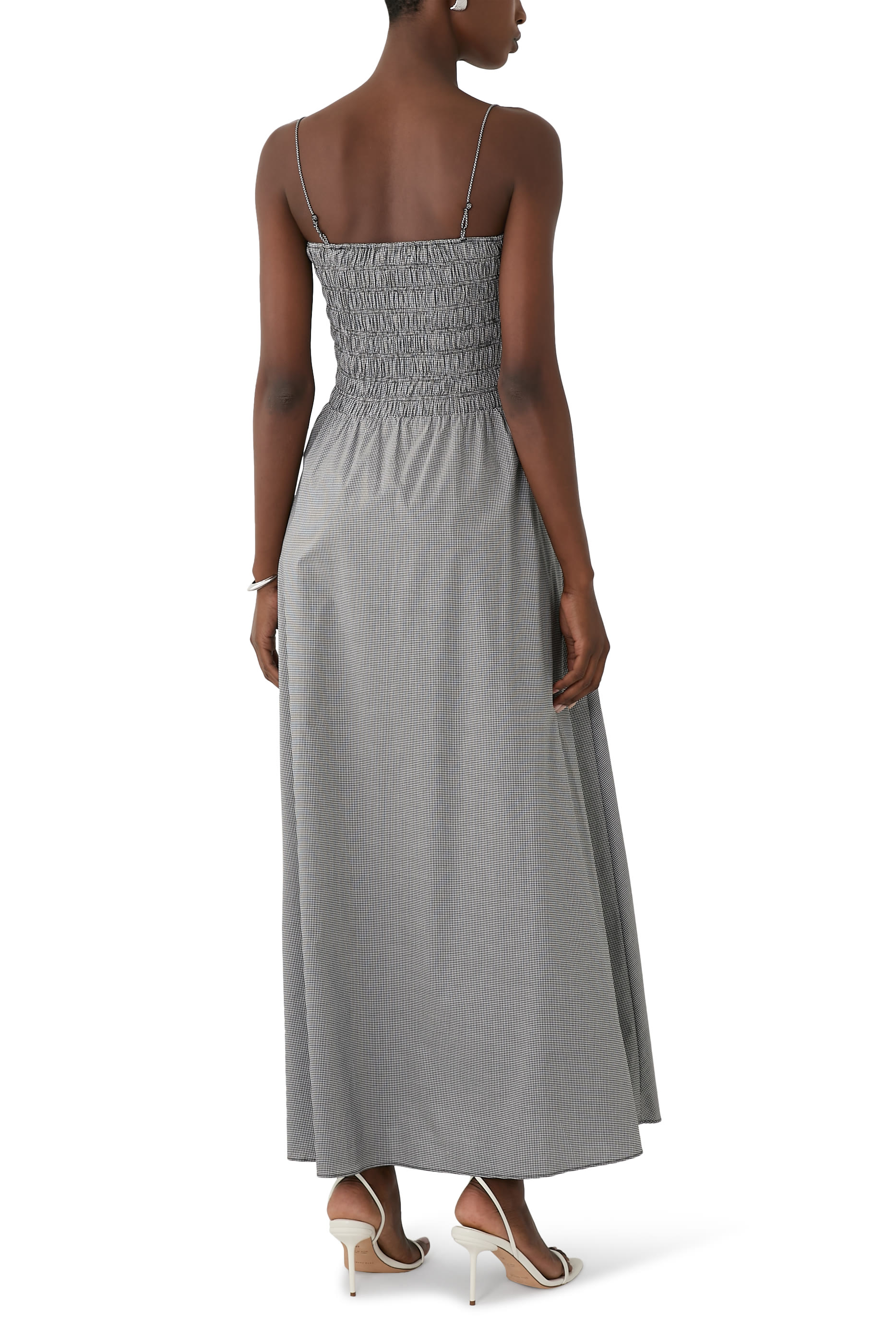 فستان ليدا طويل بنقشة مربعات