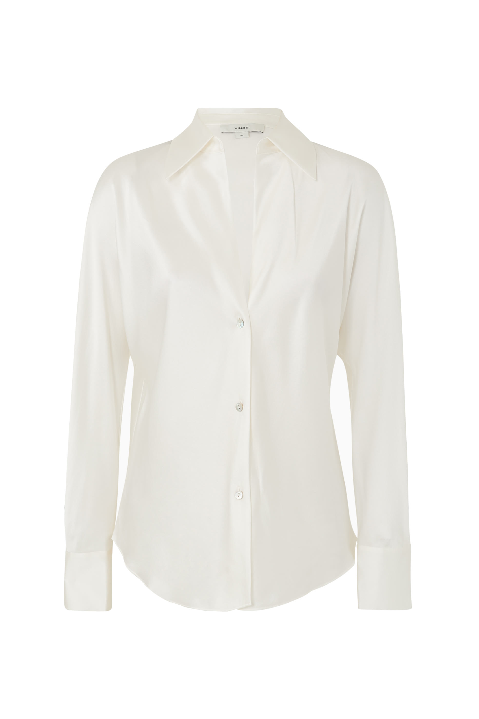 بلوزة بقصة مائلة بأكمام طويلة حرير 