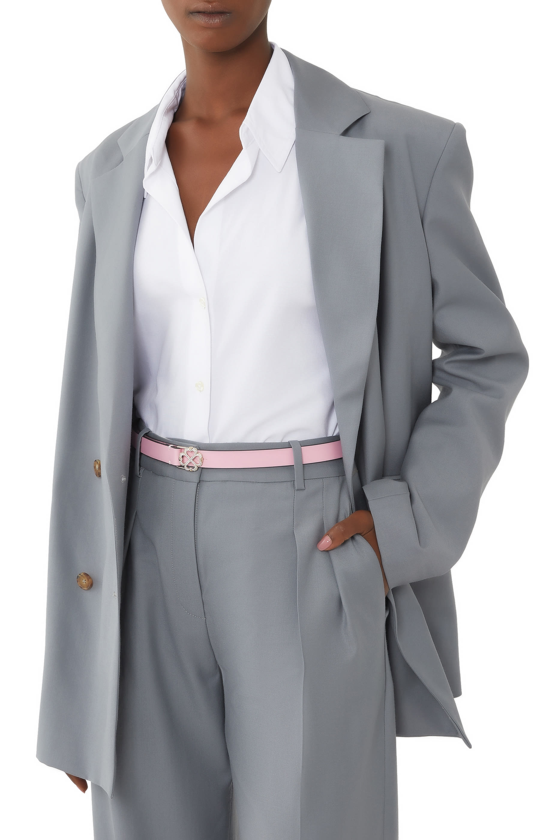 حزام بإبزيم على شكل زهرة بقلوب بستوني مرصعة بأحجار بافيه