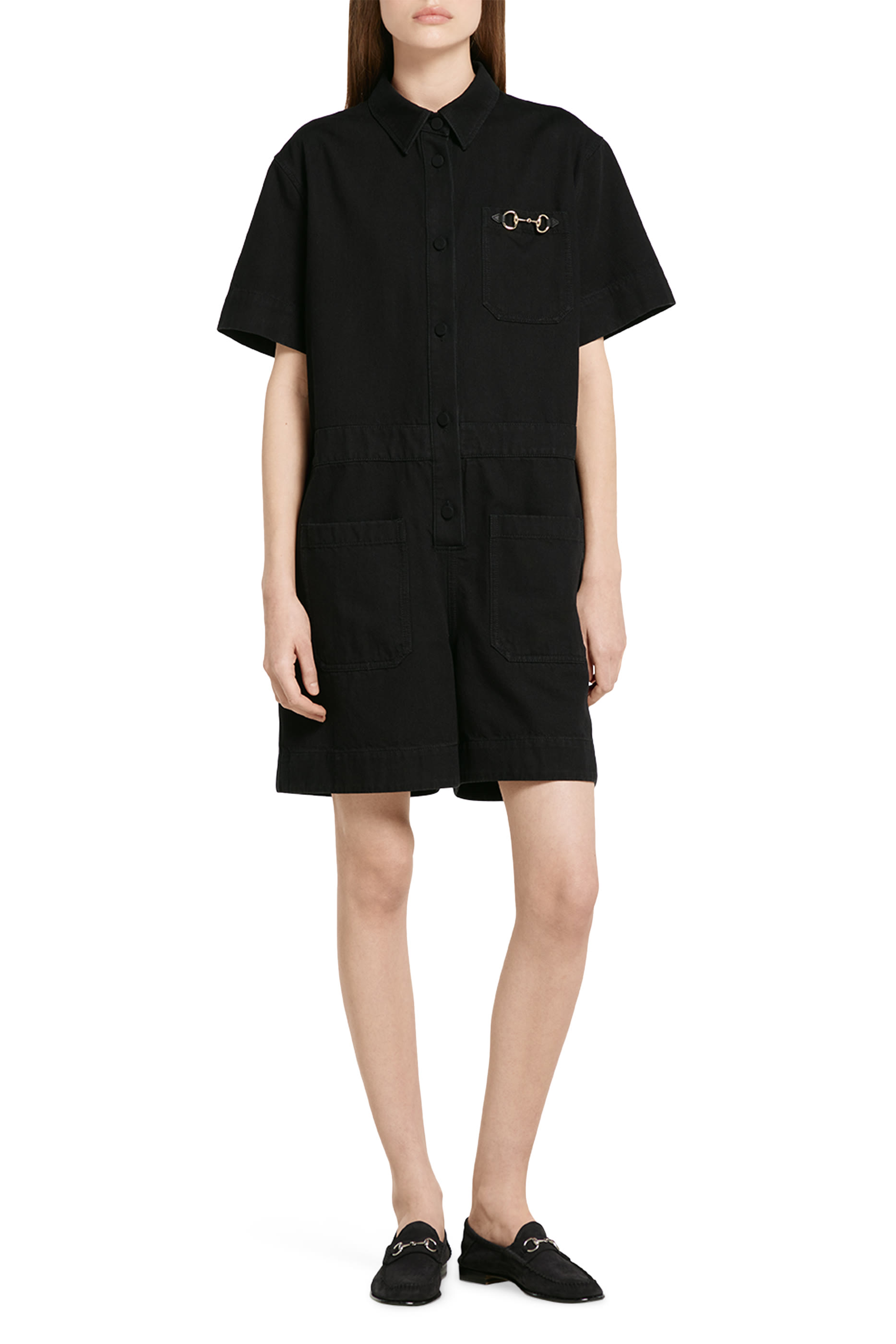 Horsebit Denim Jumpsuit