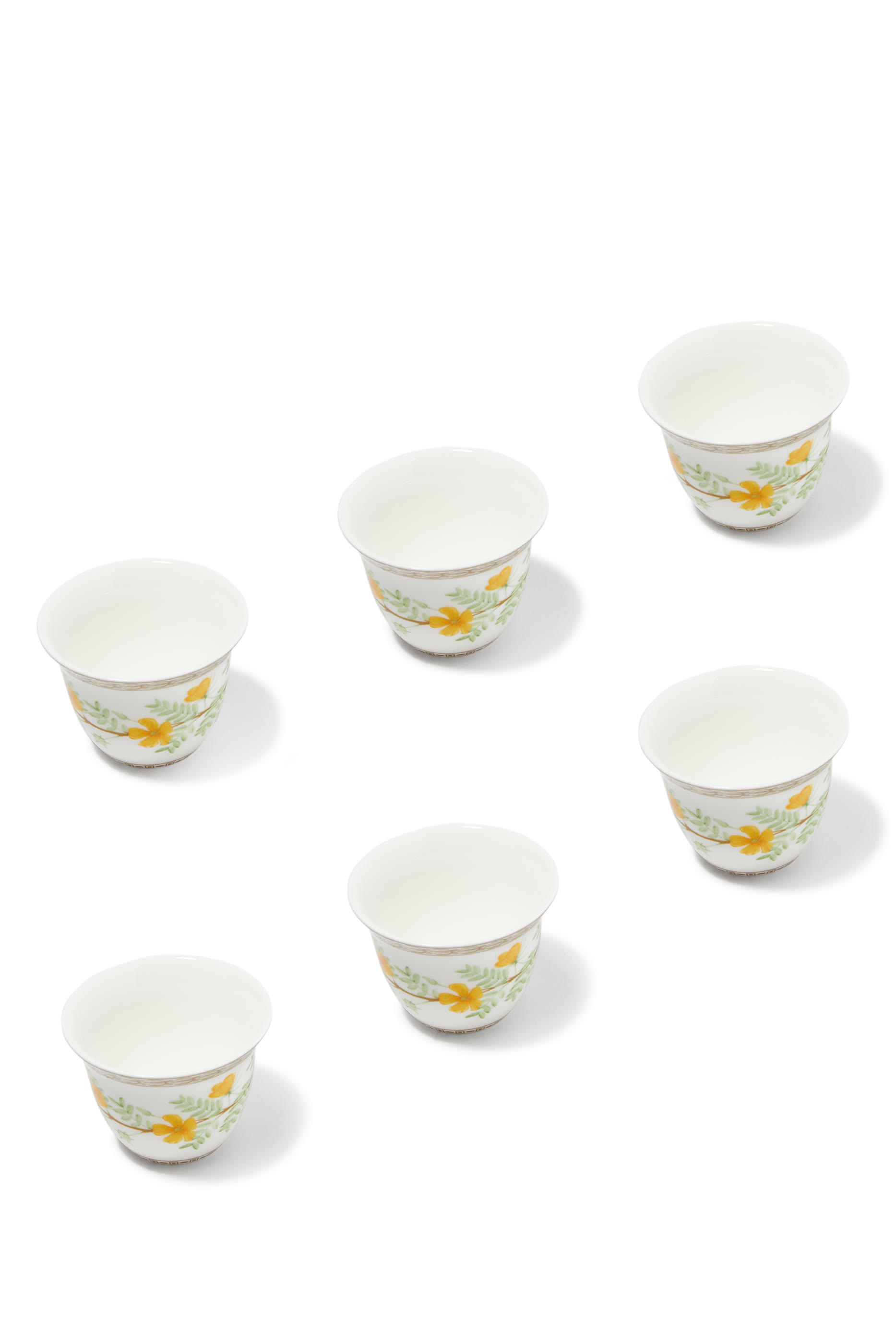 طقم أكواب بنقشة زهور، 6 قطع