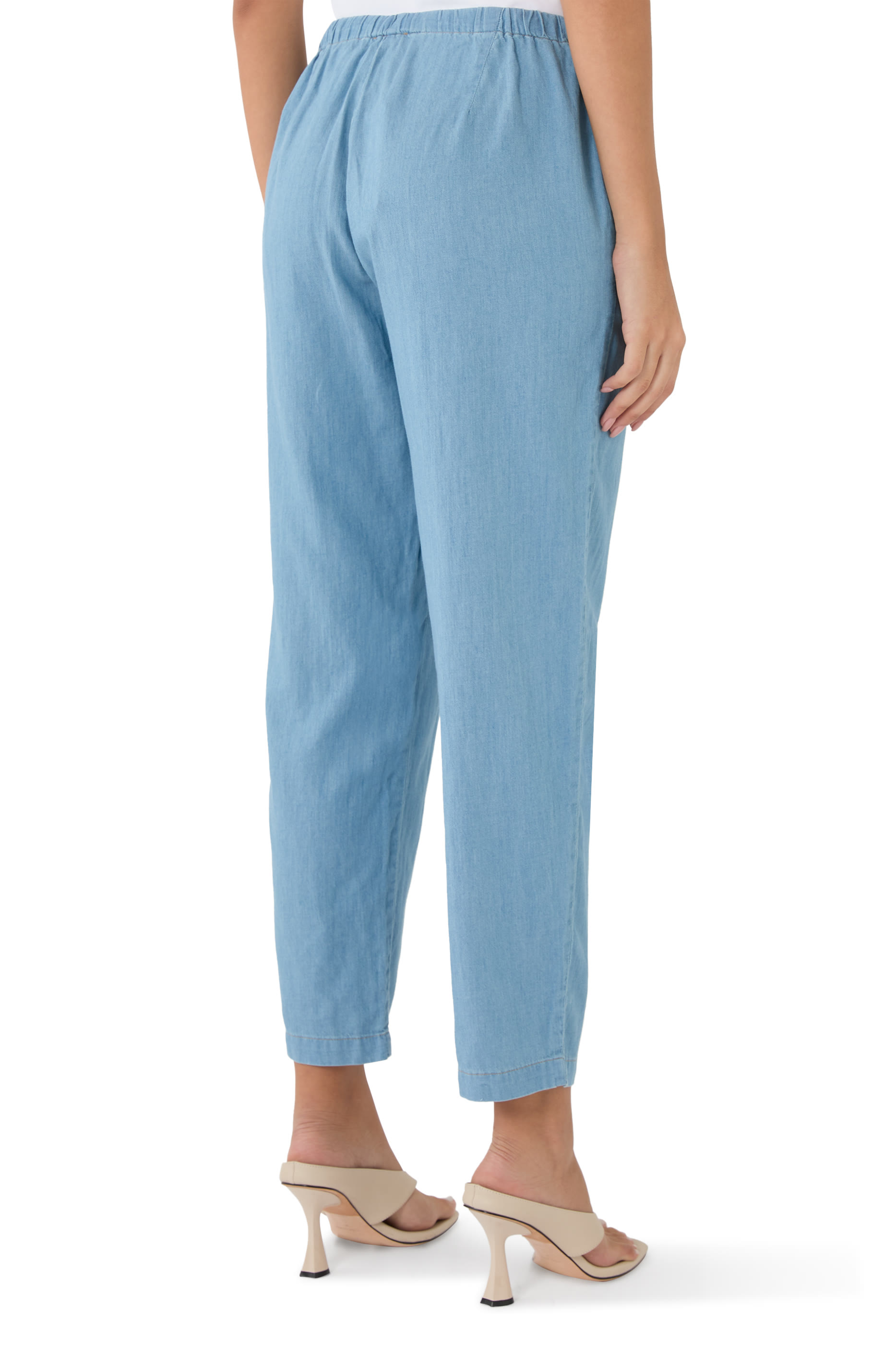 بنطال بقصة ضيقة من الأسفل كتان عضوي مجعد