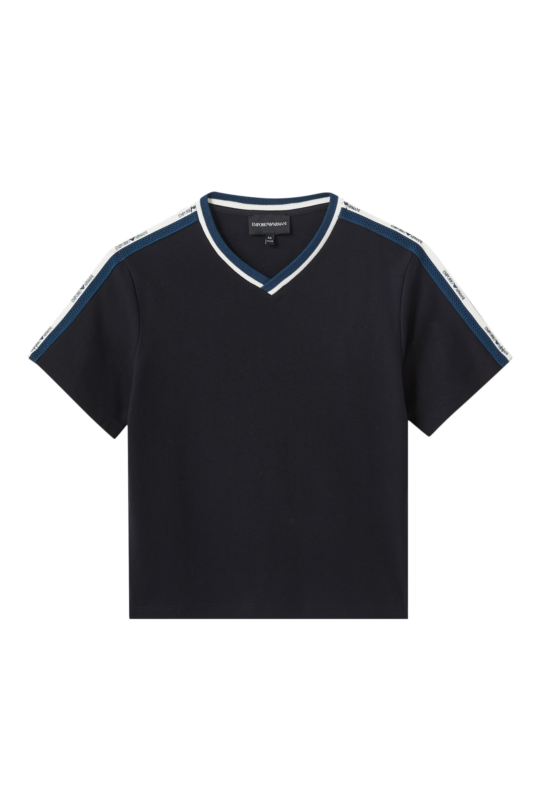 تيشيرت بشريط بشعار الماركة للأطفال