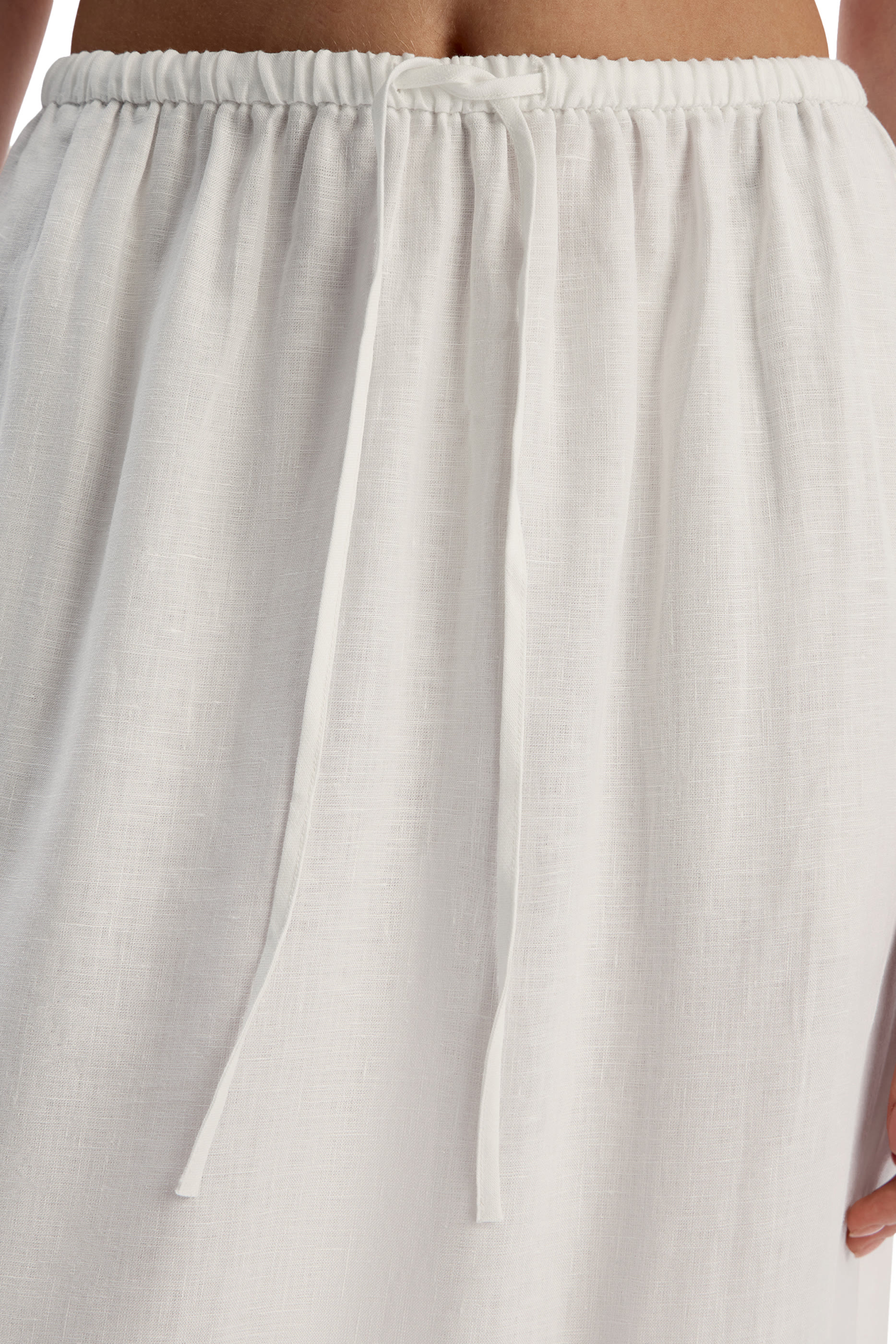 تنورة بخصر برباط تضييق كتان