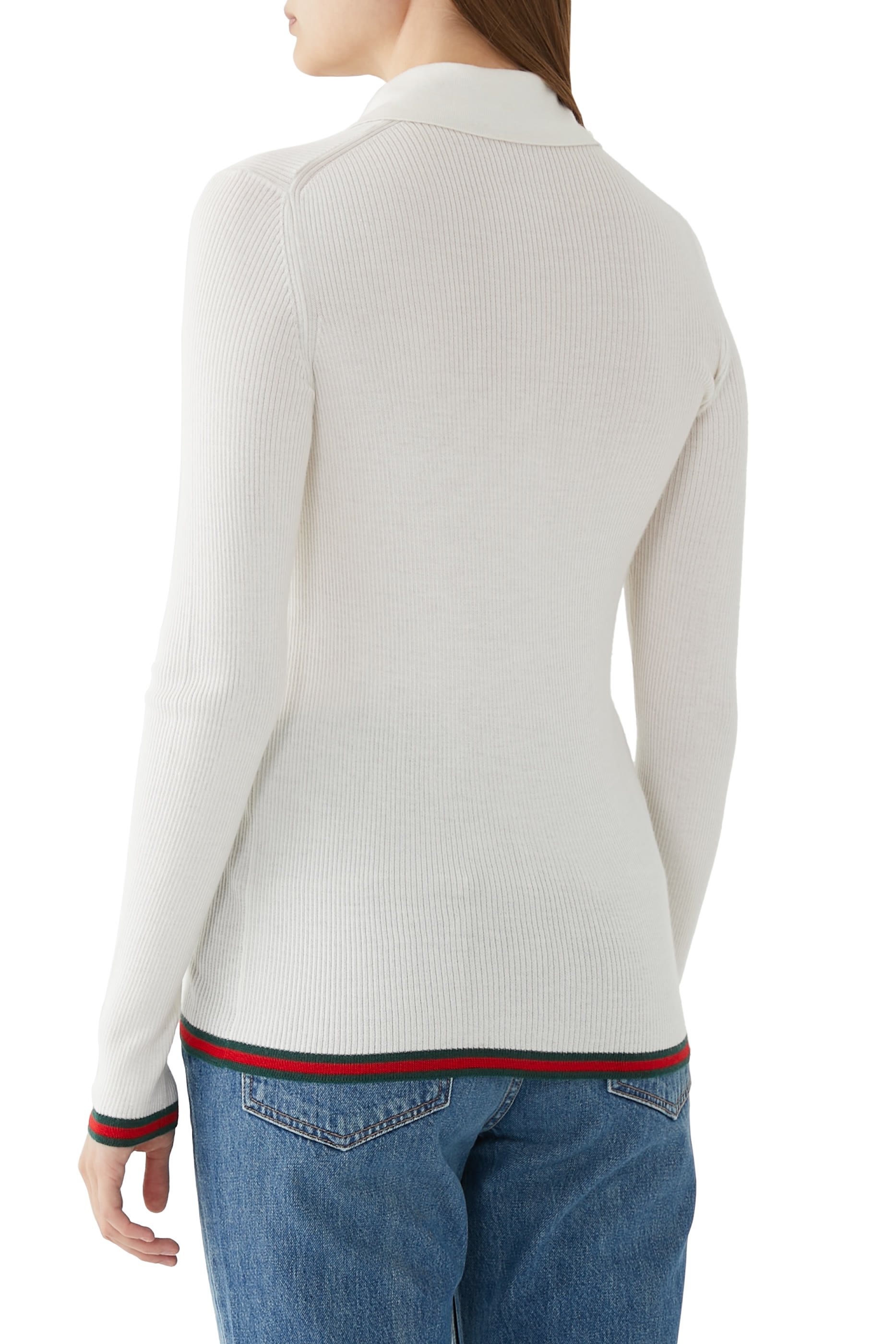 قميص بولو بشريط ويب كشمير وحرير