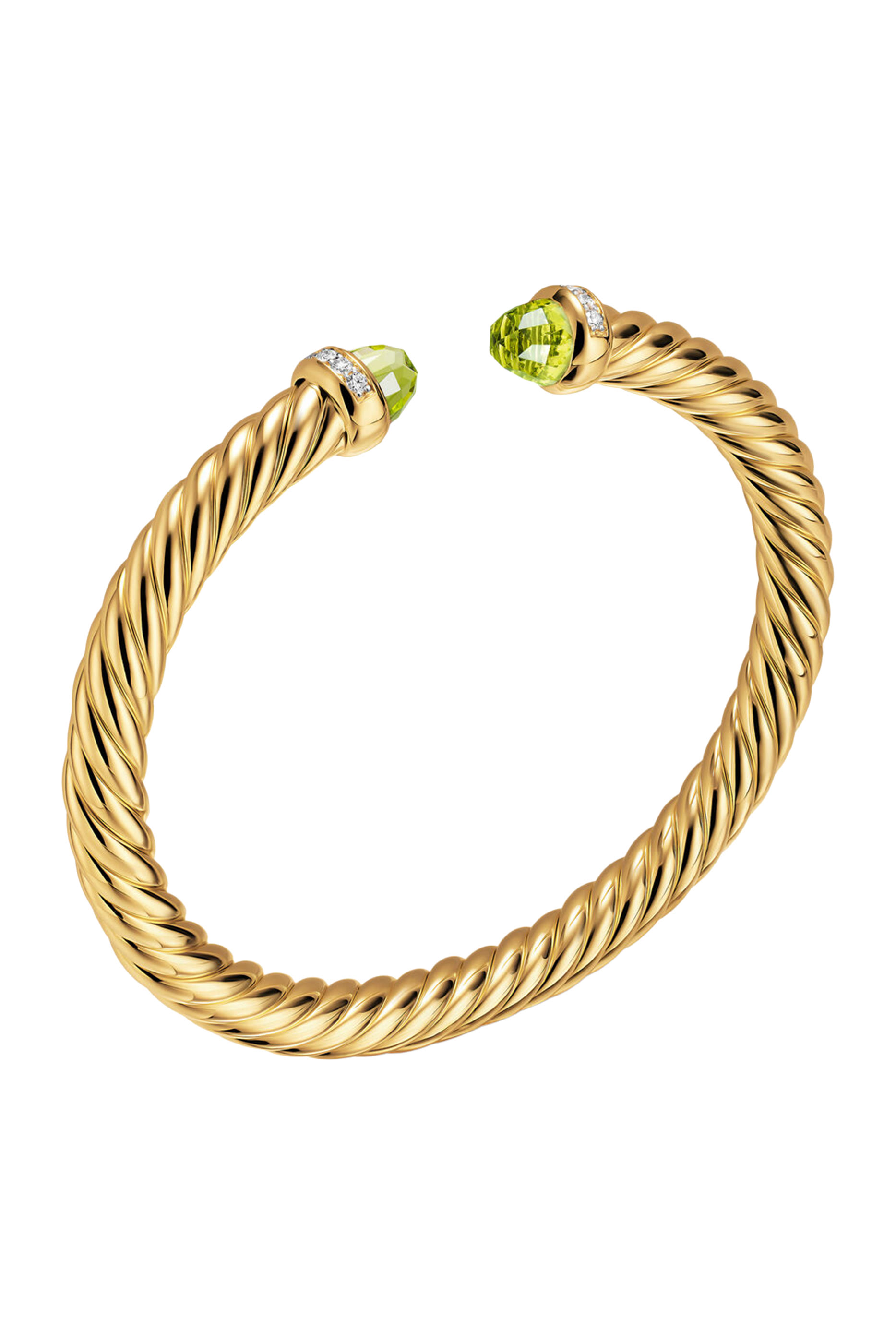 سوار كابل سبيرا بتصميم مرن مزين بالزبرجد والماس، ذهب أصفر عيار 18