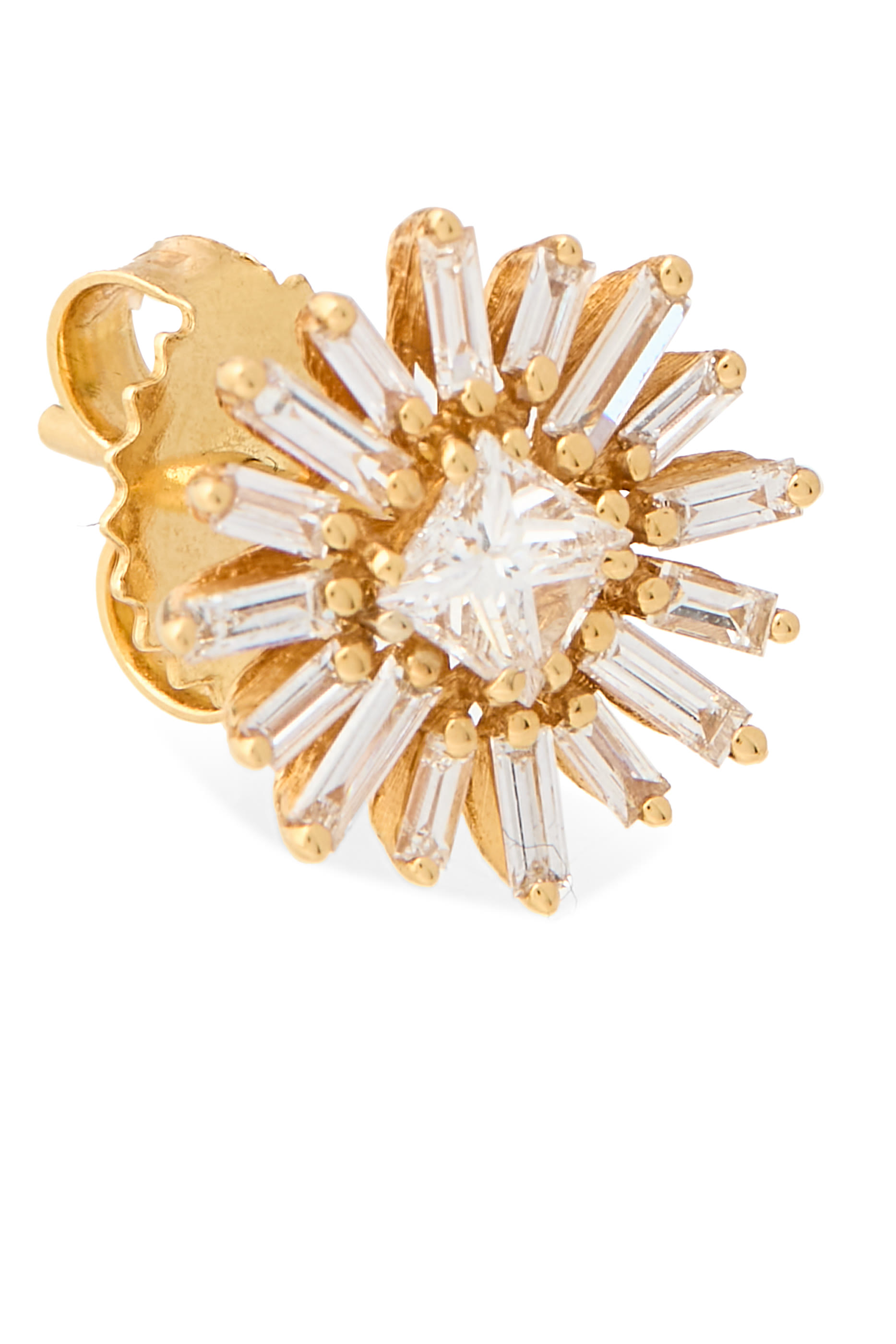 أقراط فاير وركس مرصعة بماس بتصميم برينسس، ذهب أصفر عيار 18