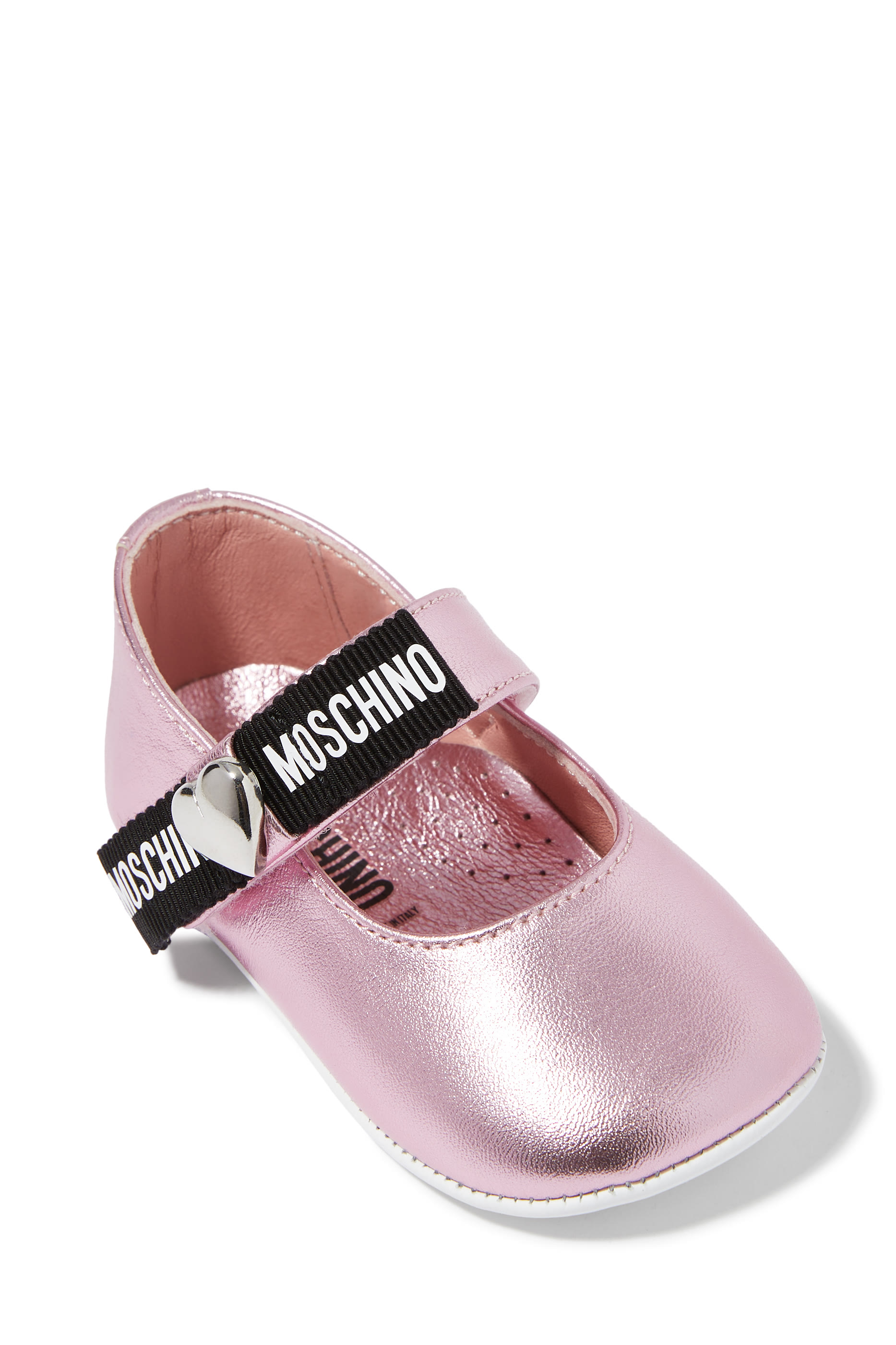 حذاء بالرينا جلد بشعار الماركة للأطفال