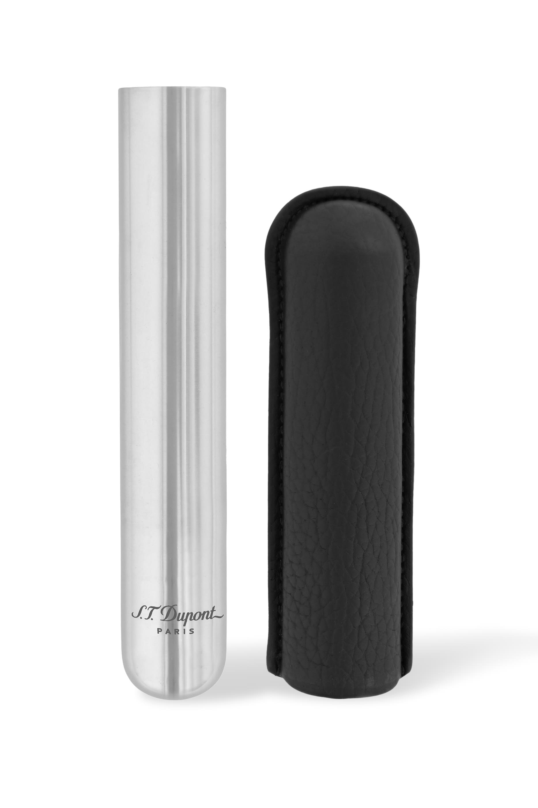 حافظة سيجار جلد بارز الملمس وقاعدة من الكروم