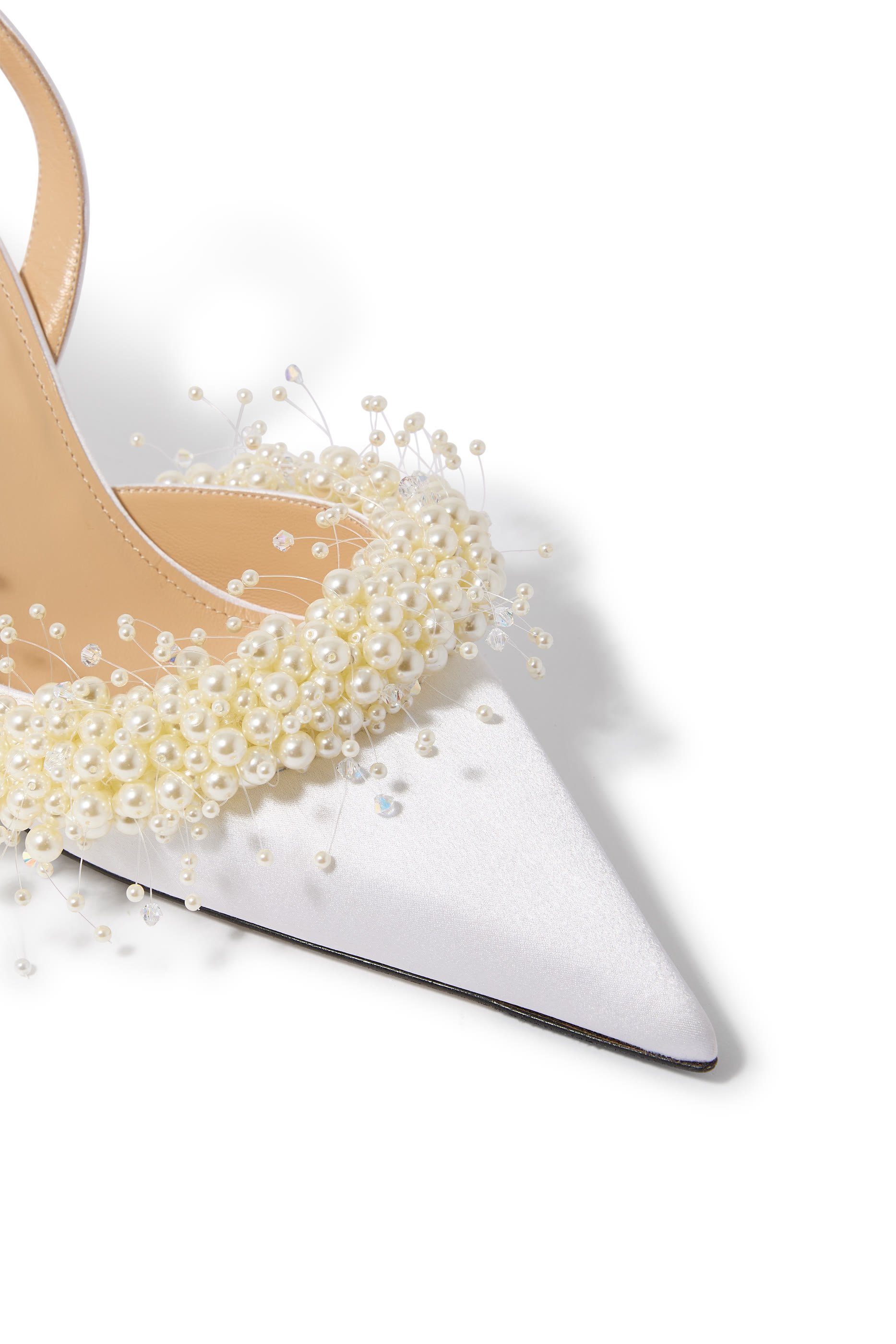 Floating Pearl Satin 85 Slingback Pumps