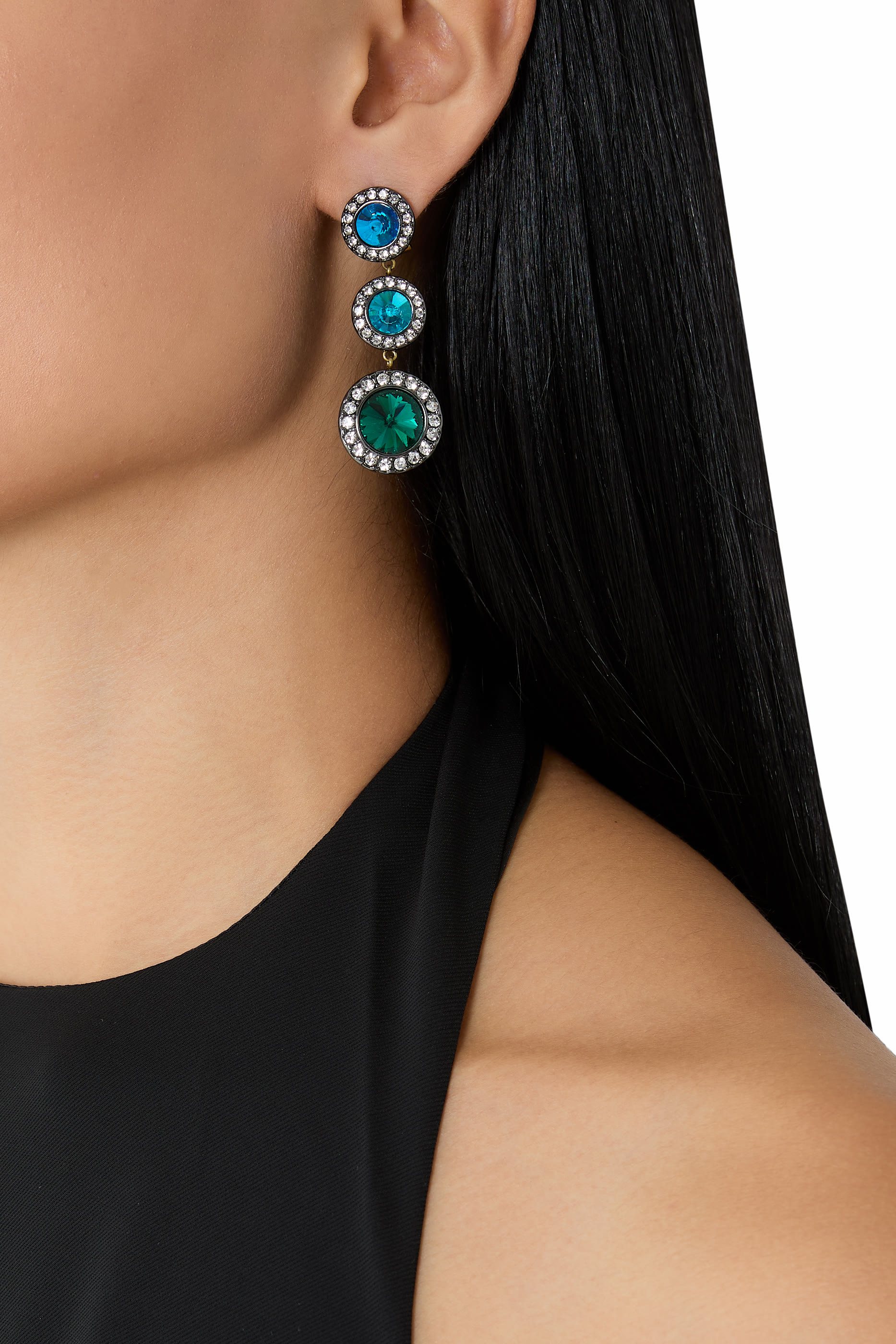 أقراط أوكتافيا متدلية مرصعة بالكريستال، نحاس