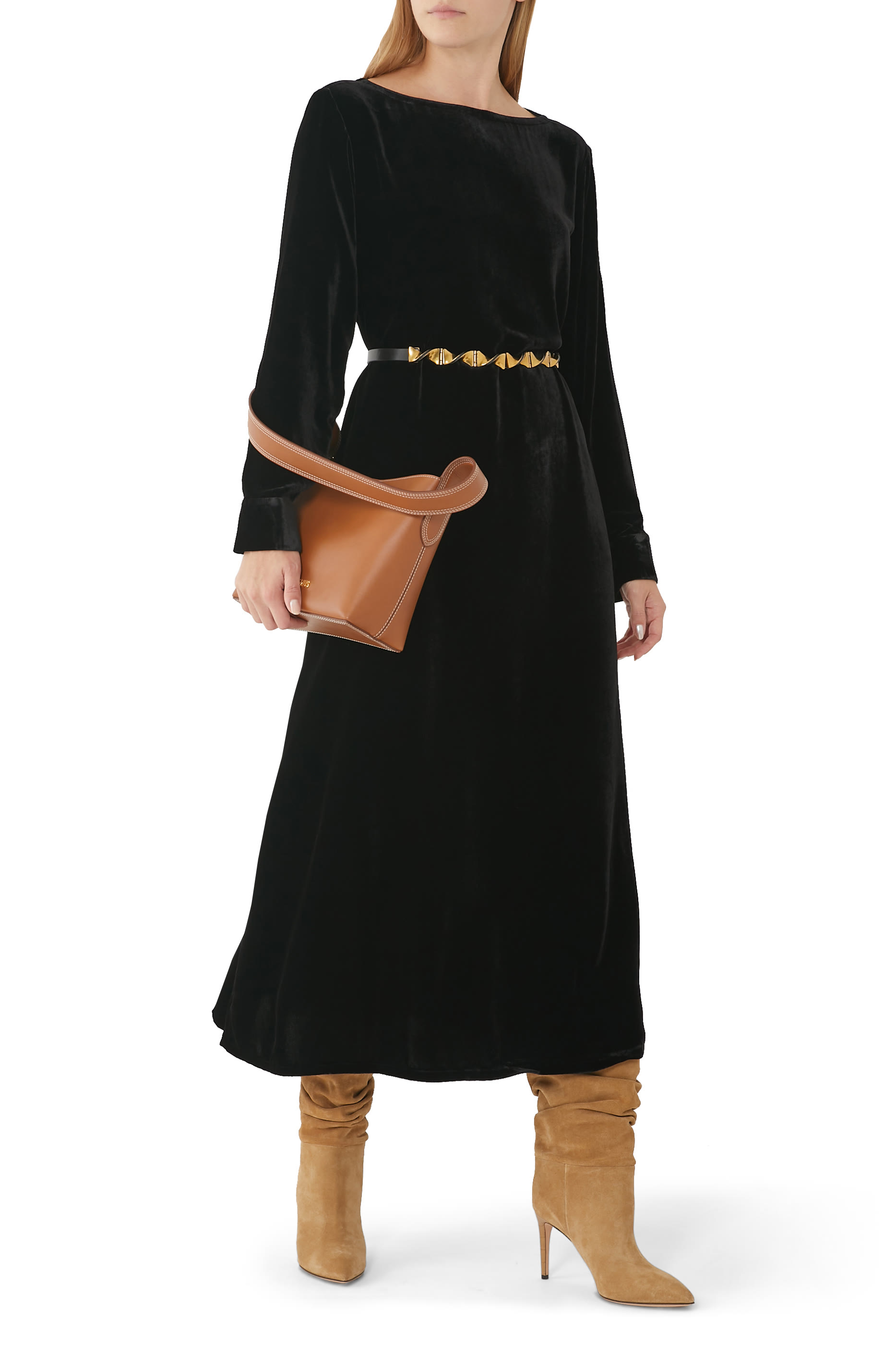 فستان تراكبل بياقة باليه قطن عضوي مطاطي