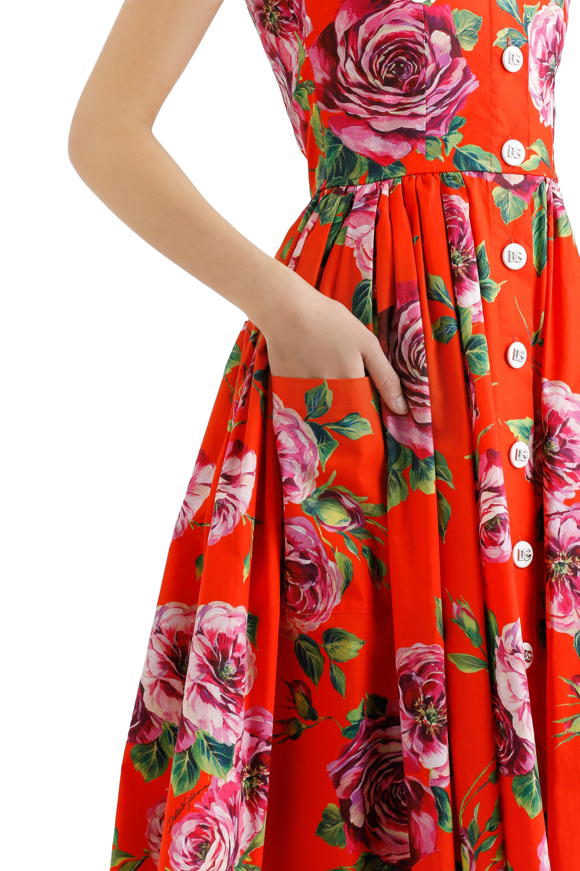 فستان صيفي بنقشة ورد قطن