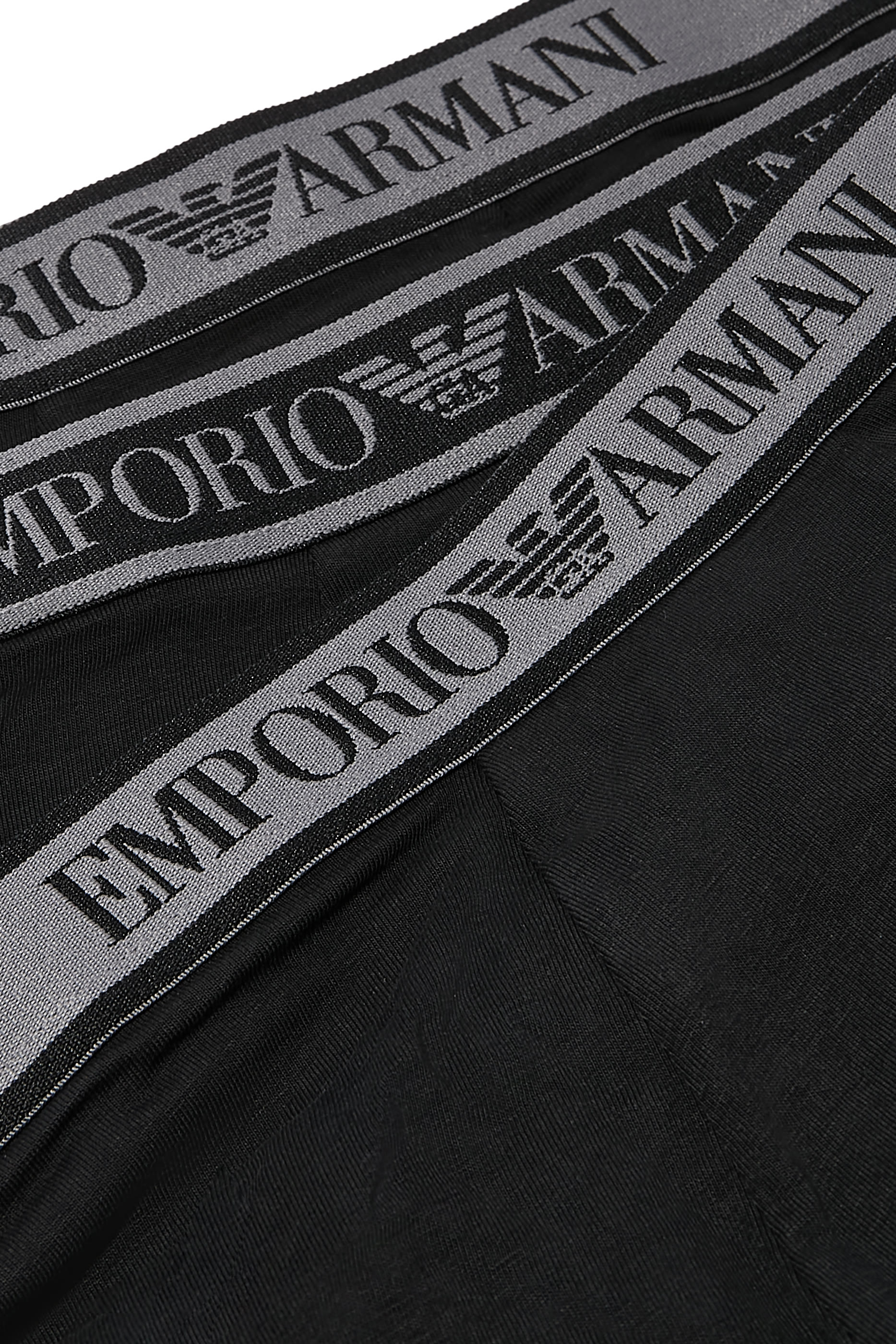 طقم سروال داخلي بخصر مطاطي مزين بشعار الماركة، 3 قطع