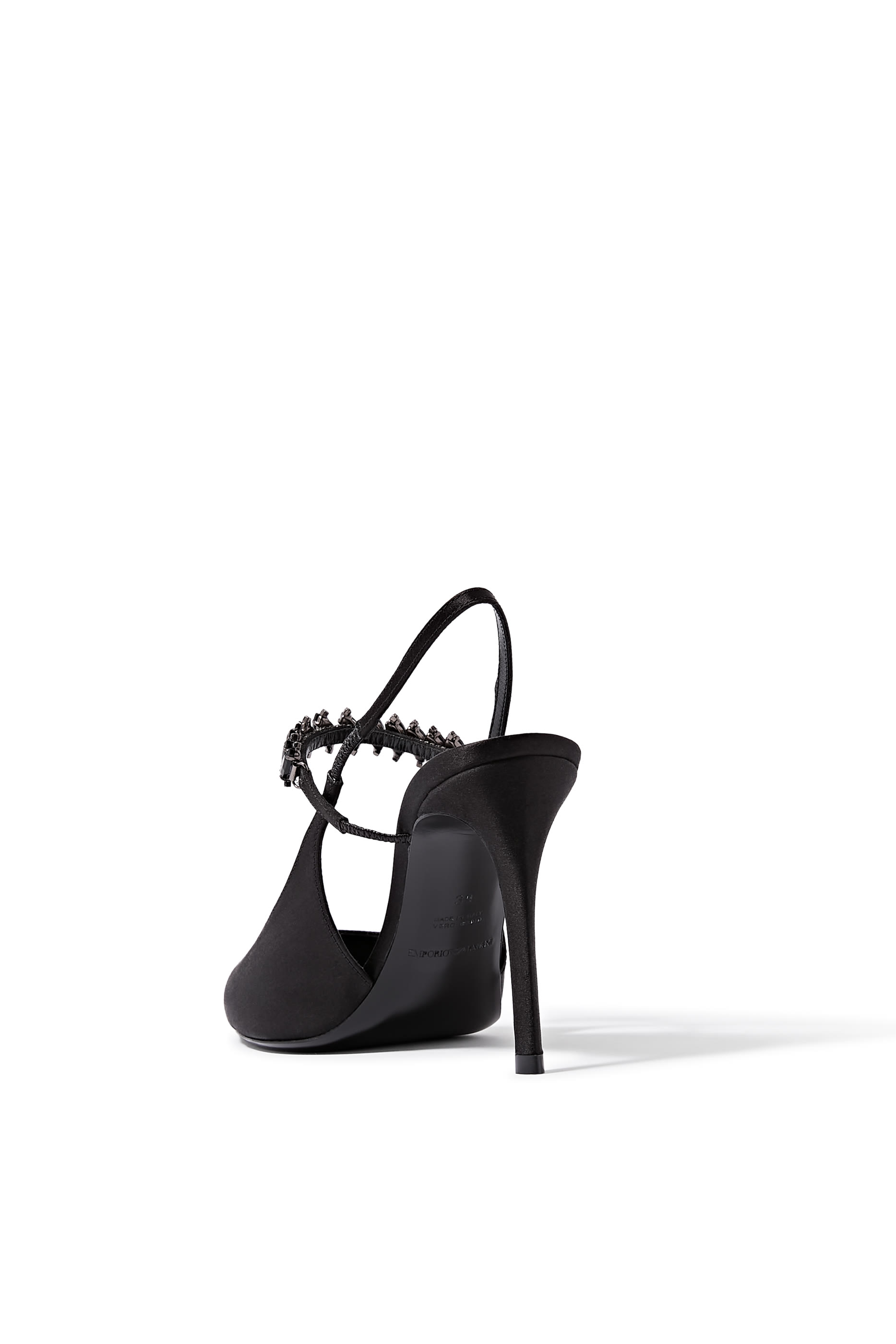 حذاء بكعب مرتفع بسير خلفي مزين جلد