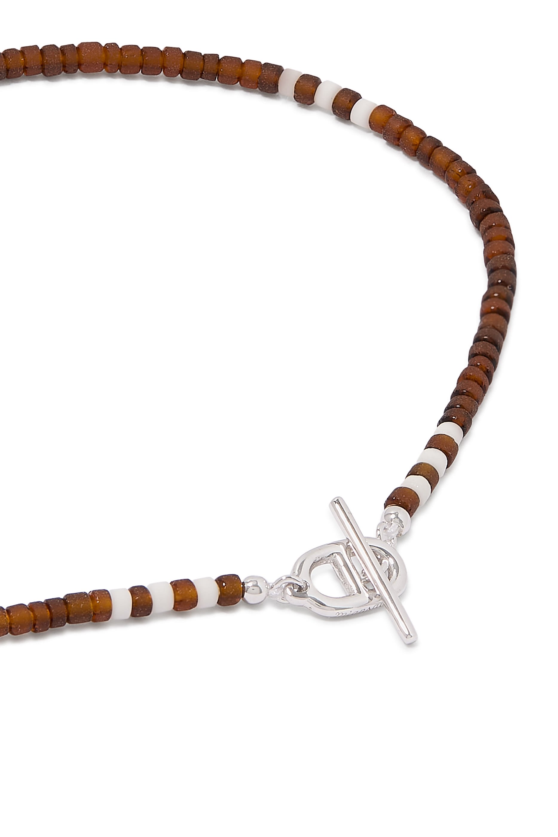 سوار آفي مرصع بخرز هيشي عنبر داكن، فضة إسترلينية