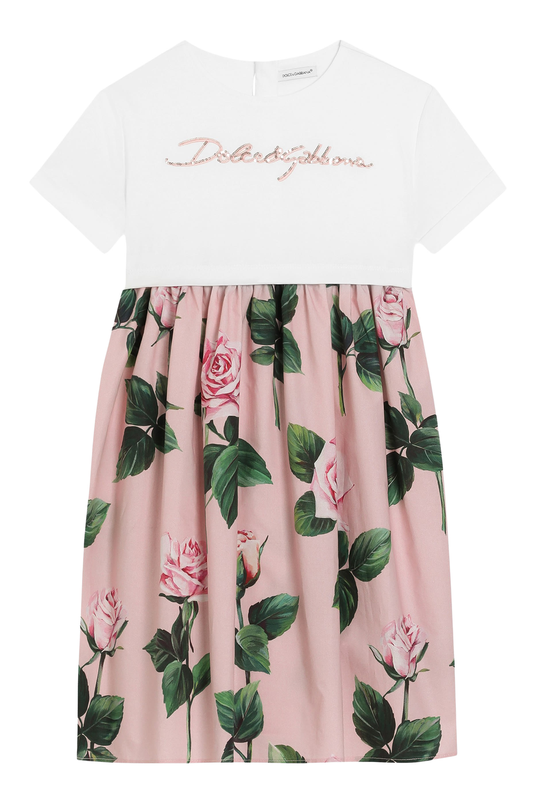 فستان بطبعة زهور وشعار الماركة للأطفال