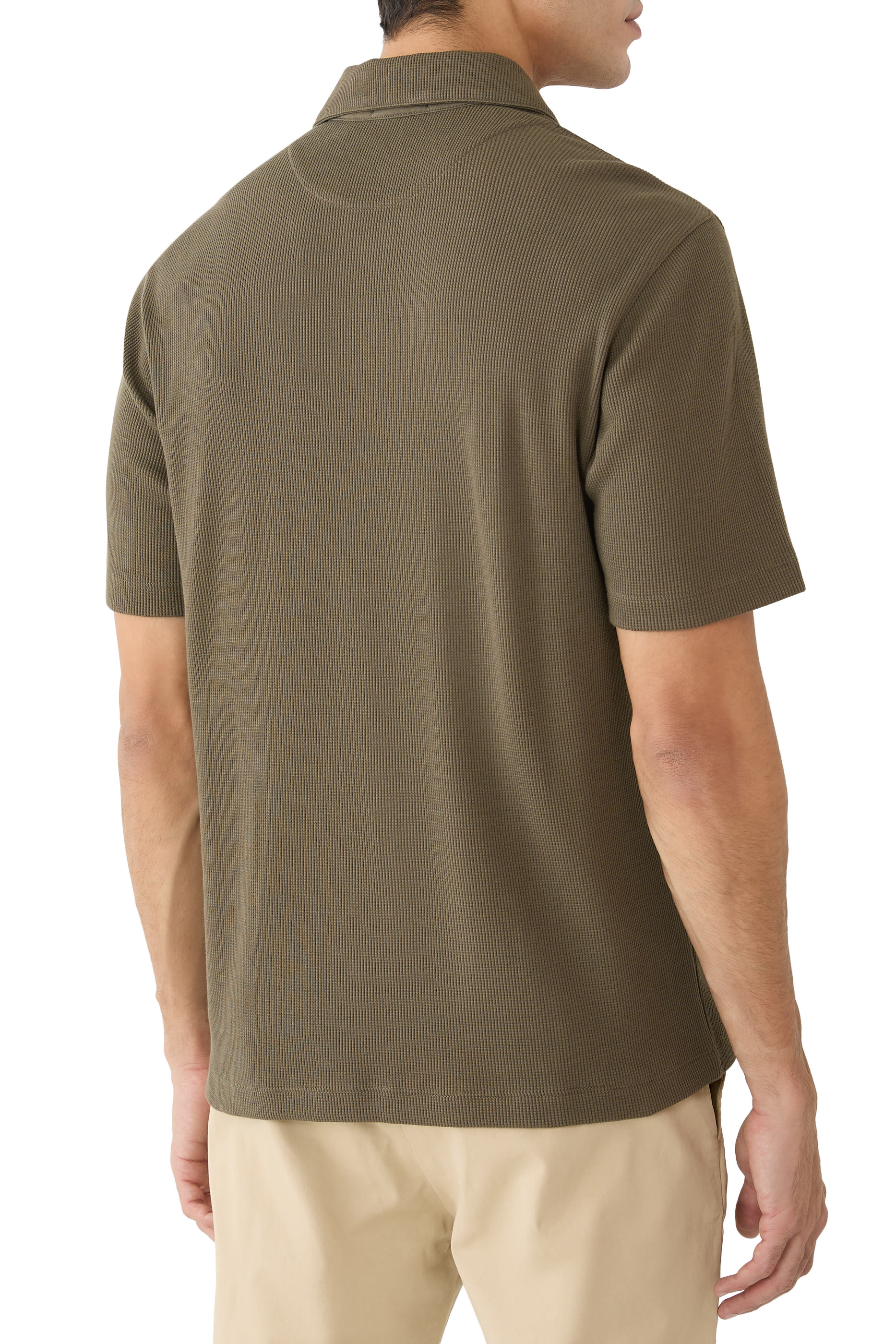 Waffle-Knit Cotton Polo Shirt