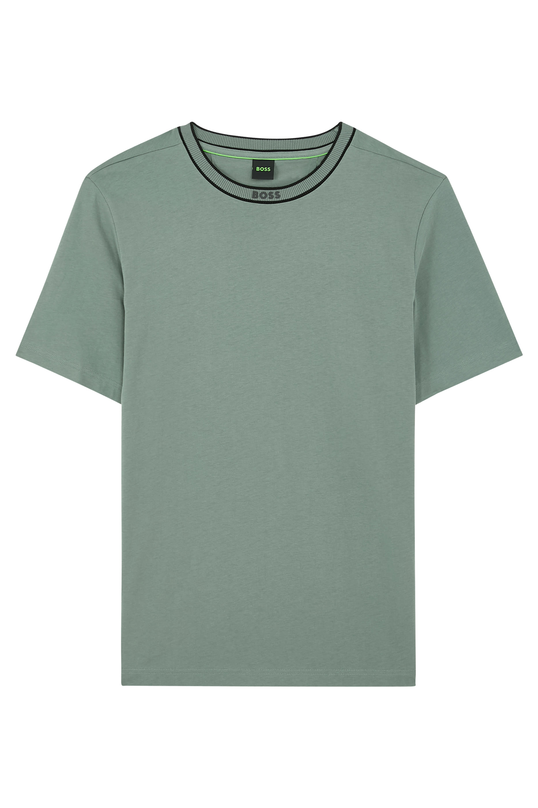 تيشيرت بياقة مخططة بشعار الماركة