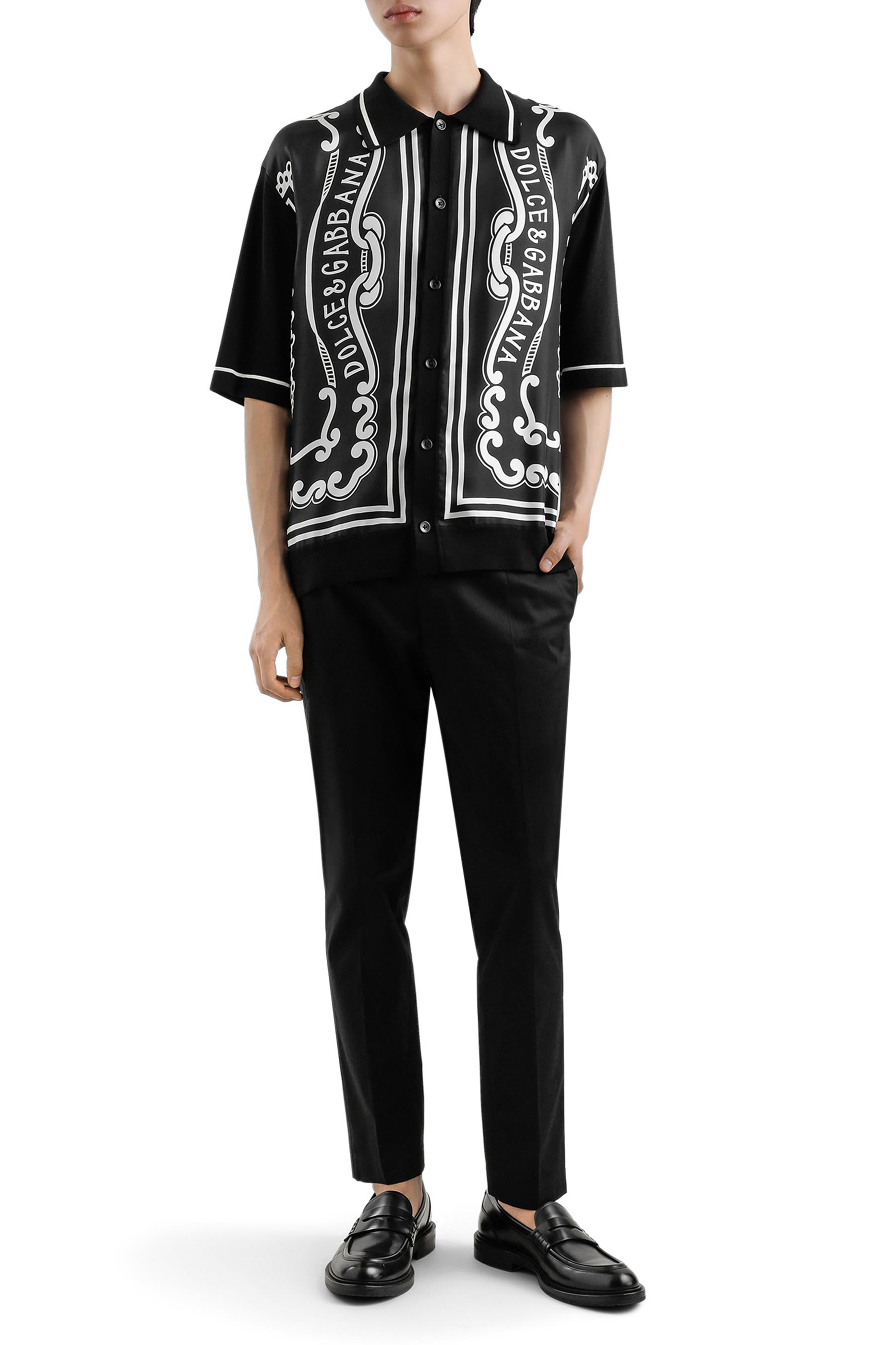 قميص بنقشة باندانا حرير وقطن