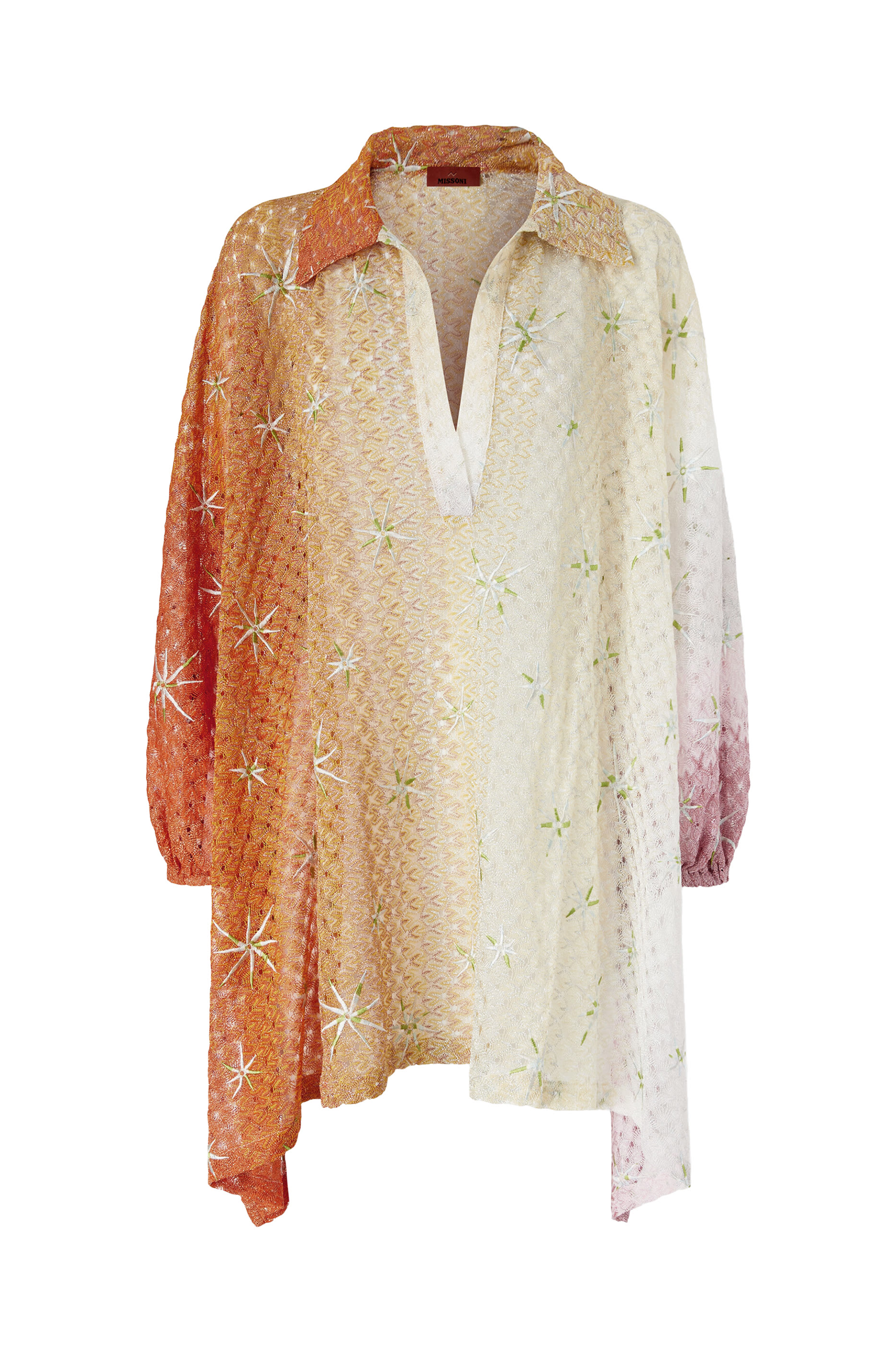 روب قصير للإرتداء فوق ملابس السباحة بتطريزات ونقشة شبكية