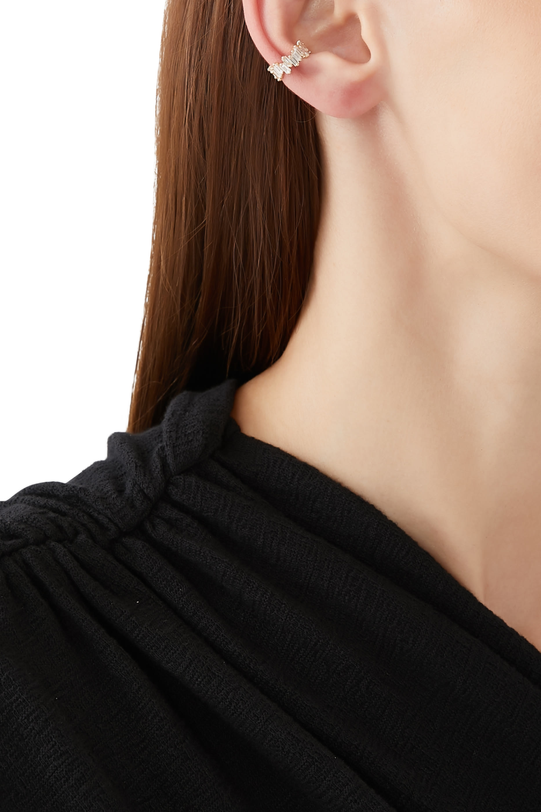 قرط مرصع بالماس ذهب أصفر عيار 18