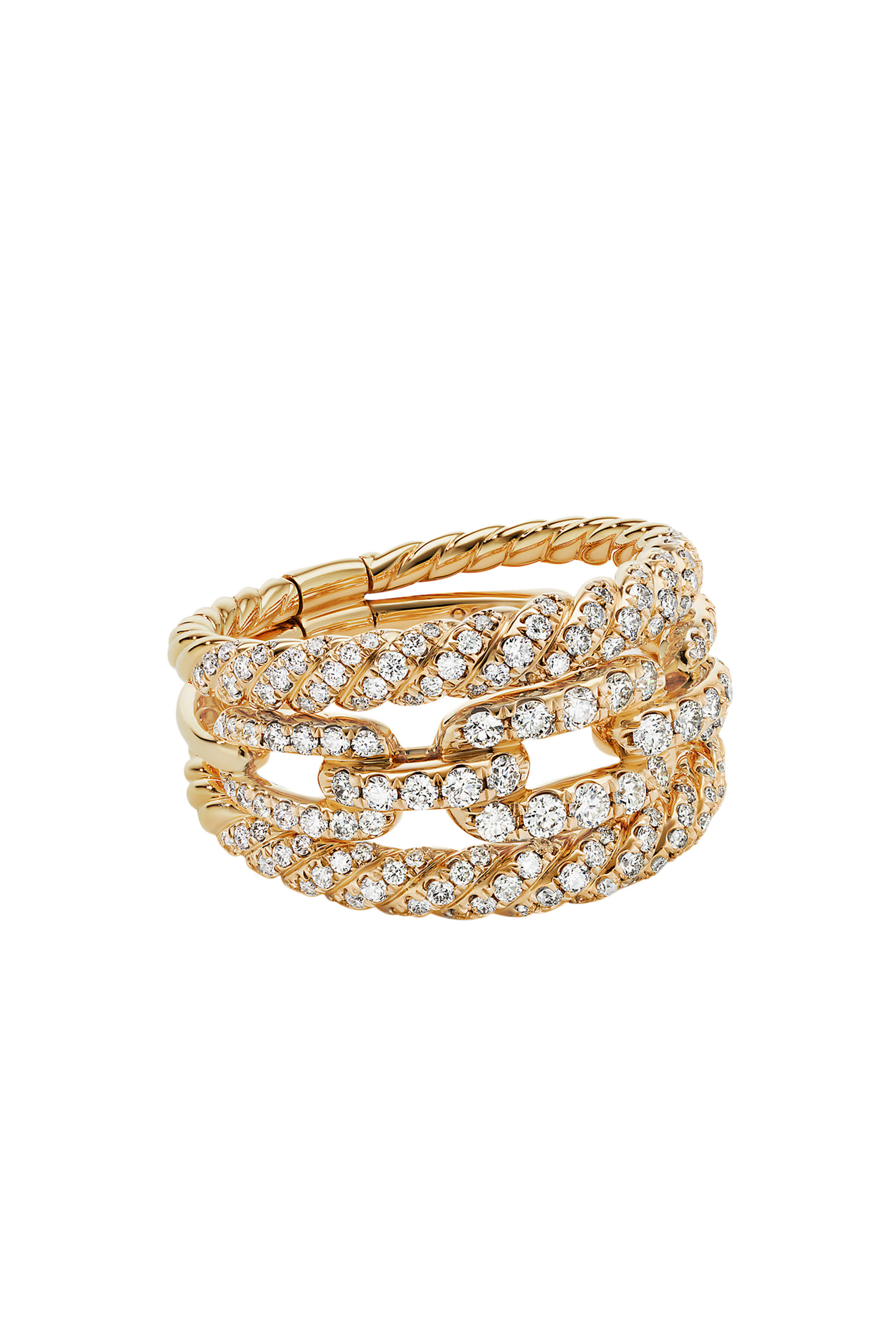 Stax Three Row Full Pav&eacute; Ring, 18k Yellow Gold & Diamonds&nbsp;