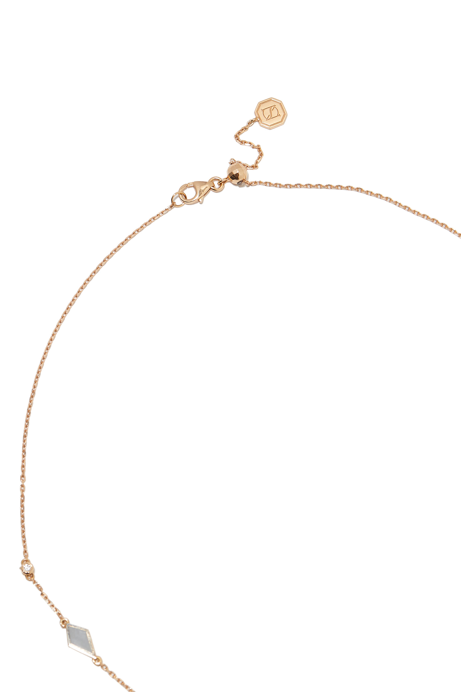 قلادة رقبة موزاييك بحلي مزينة بالمينا والألماس ذهب وردي عيار 18