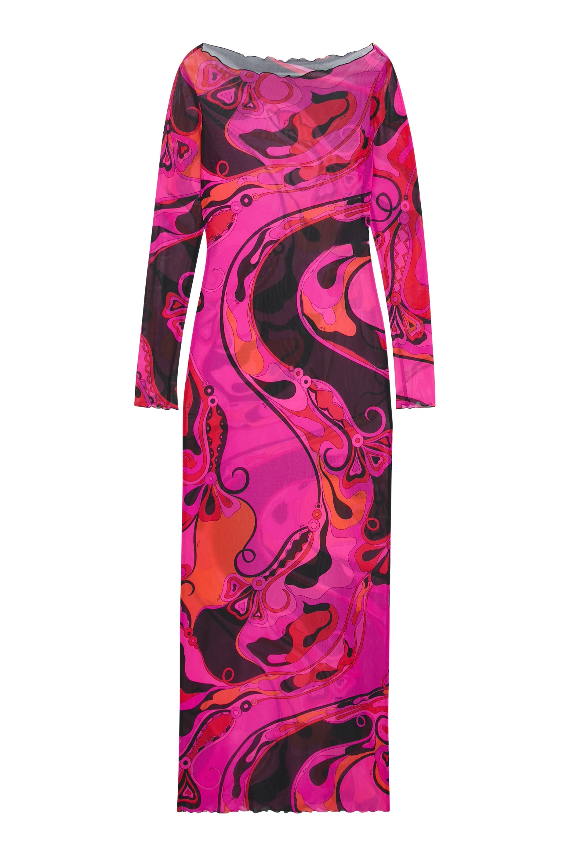 فستان بنقشة وأكمام طويلة