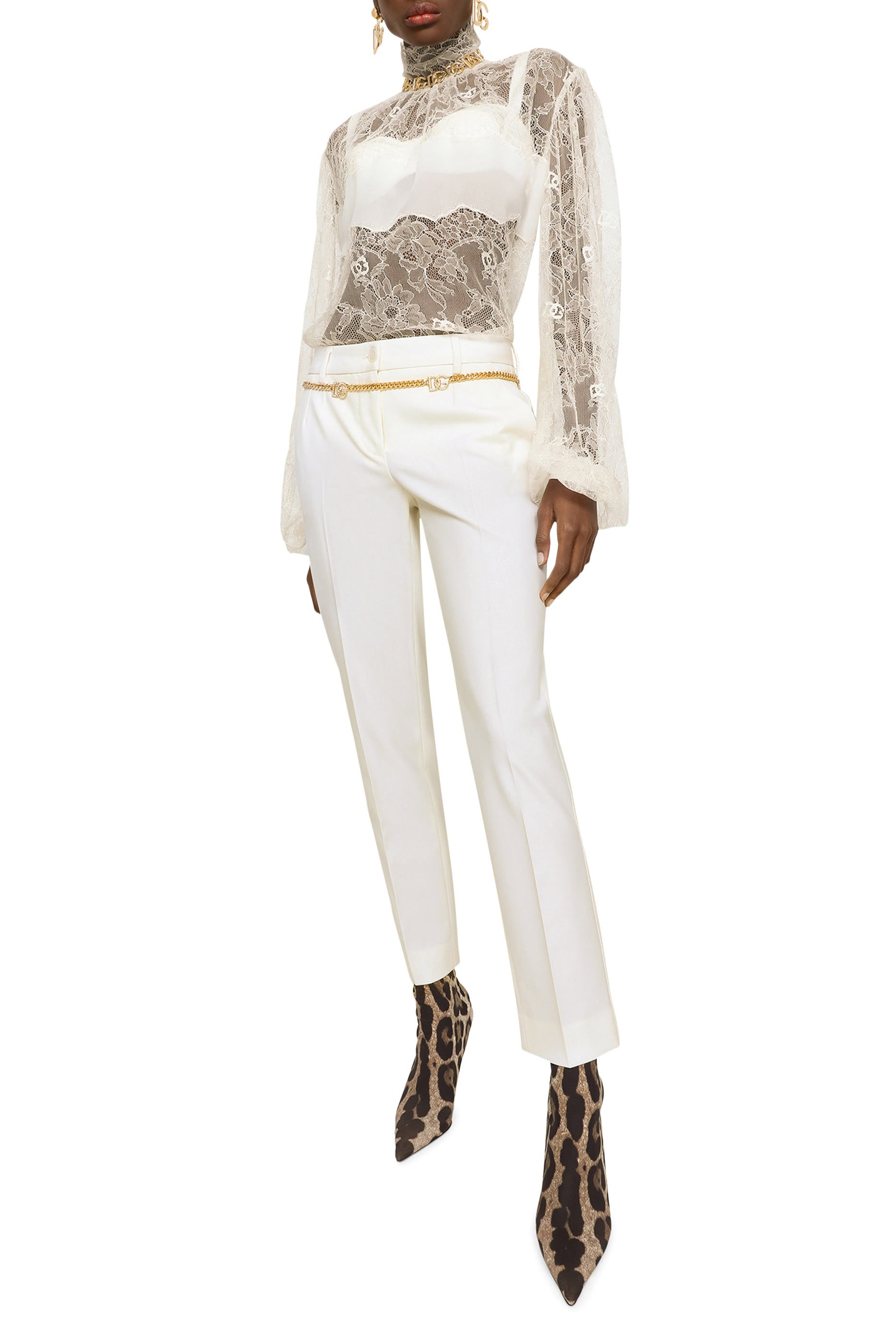 بنطال بخصر منخفض صوف