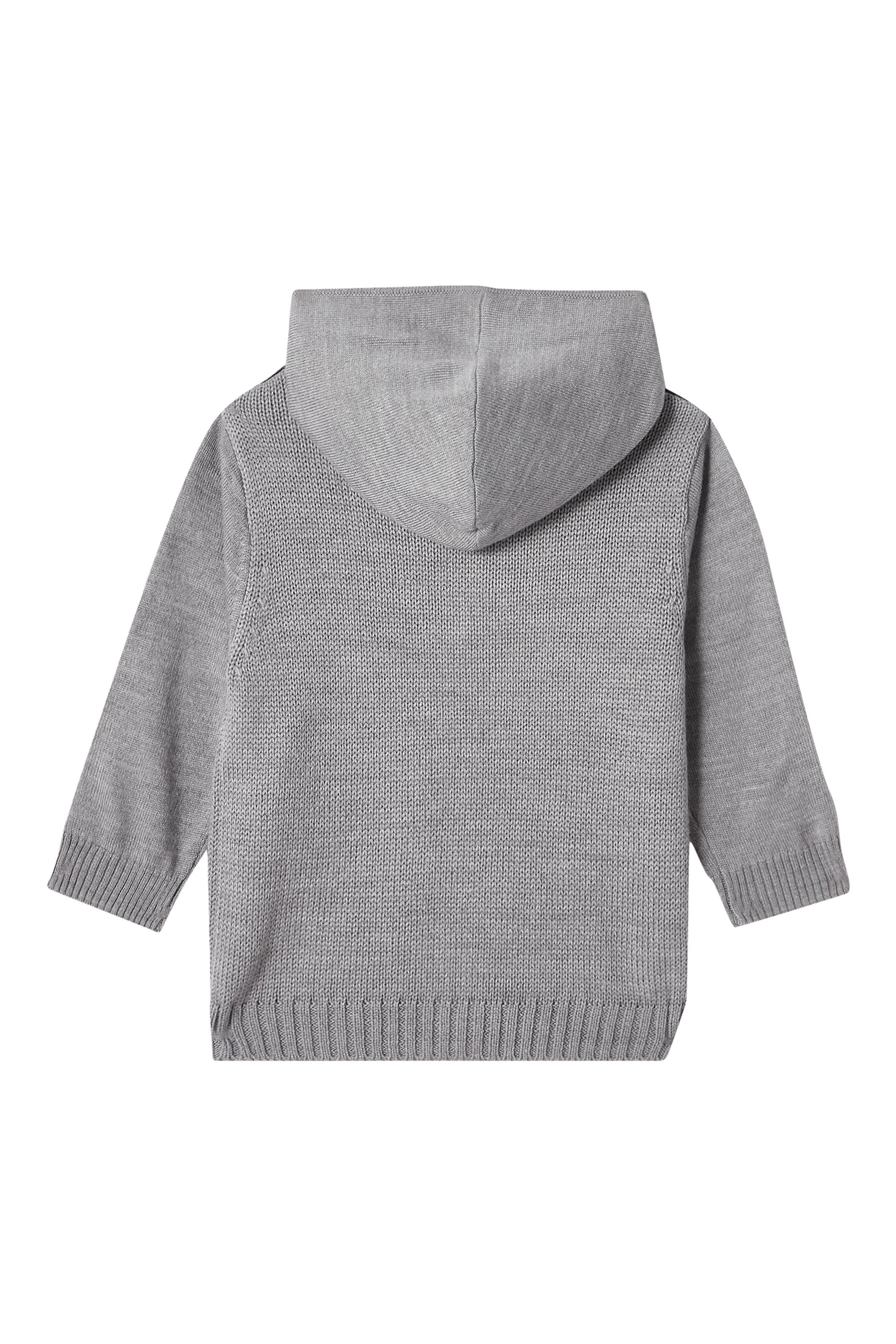 كنزة بغطاء رأس وطبعة شعار الماركة للأطفال