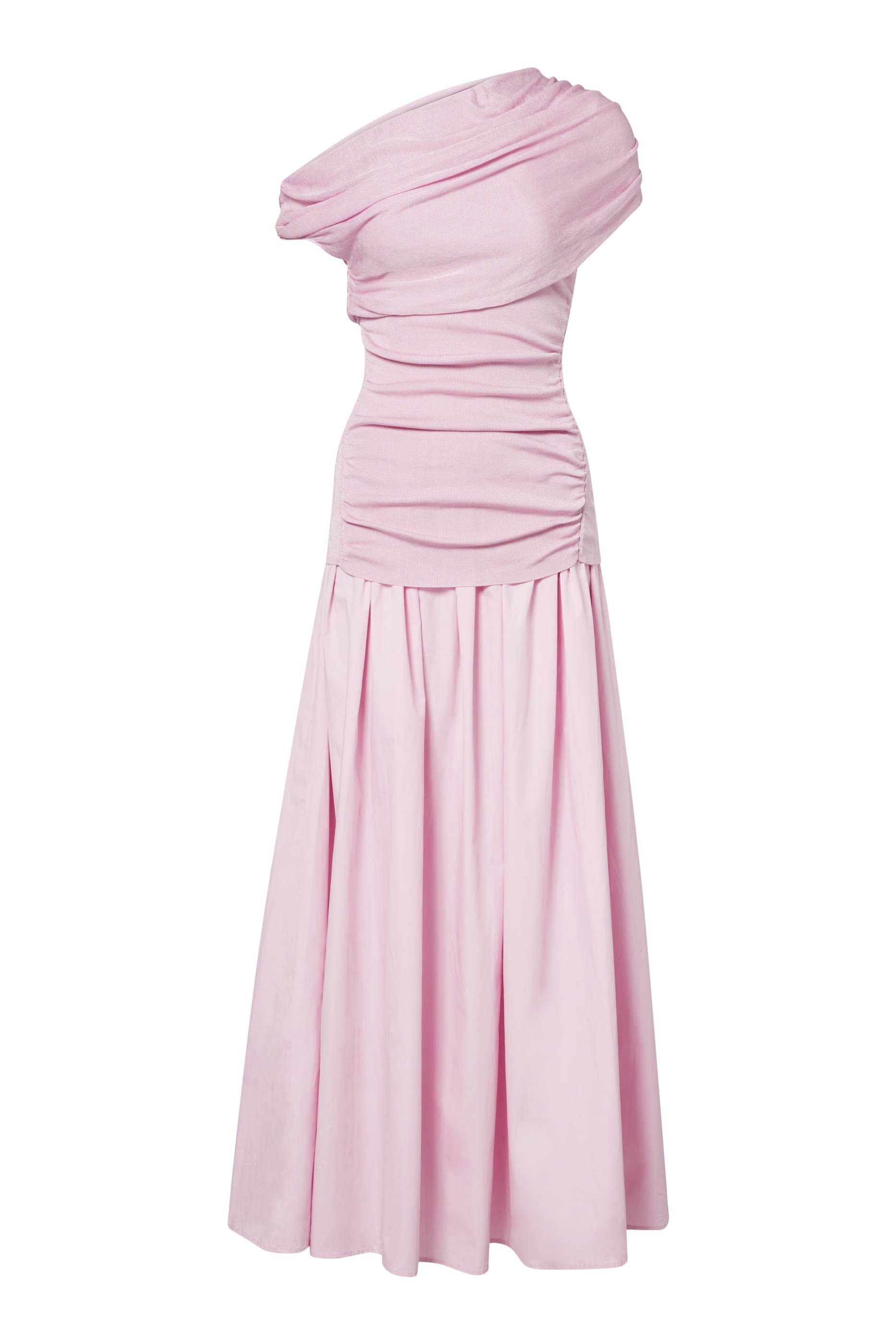 Cotton Draped Knit Midi Dress