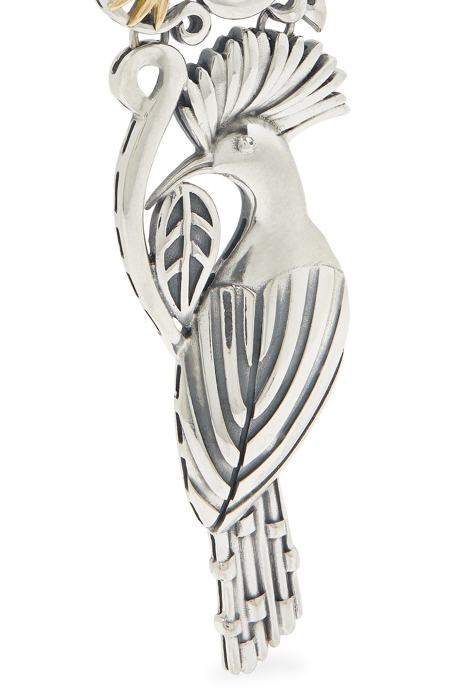 قرط منفرد مزين بالتوباز وكلمة سلام ورمز الحكمة، فضة إسترلينية وذهب أصفر عيار 18