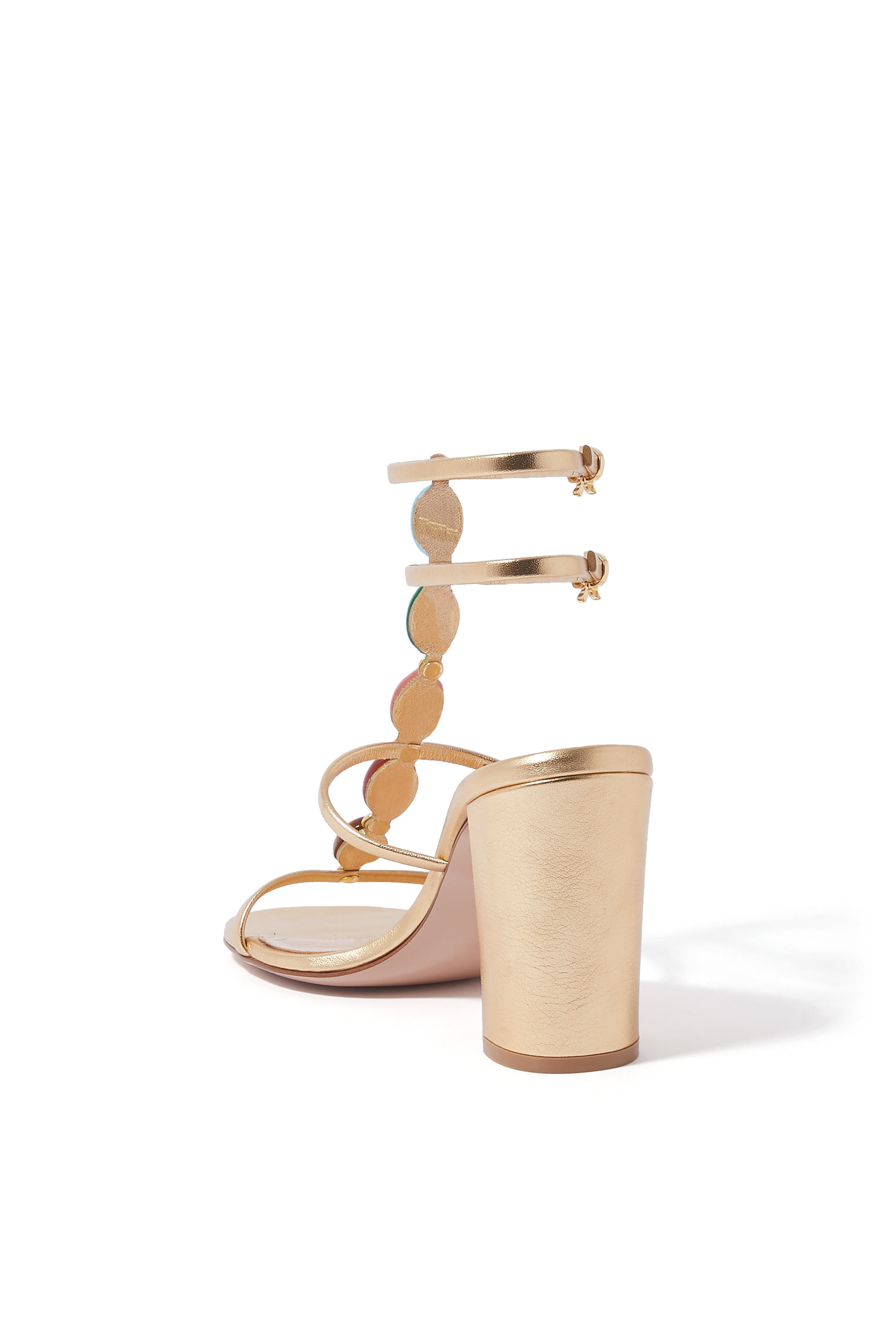 صندل شانتي 85 مرصع بالكريستال بكعب عريض جلد لامع