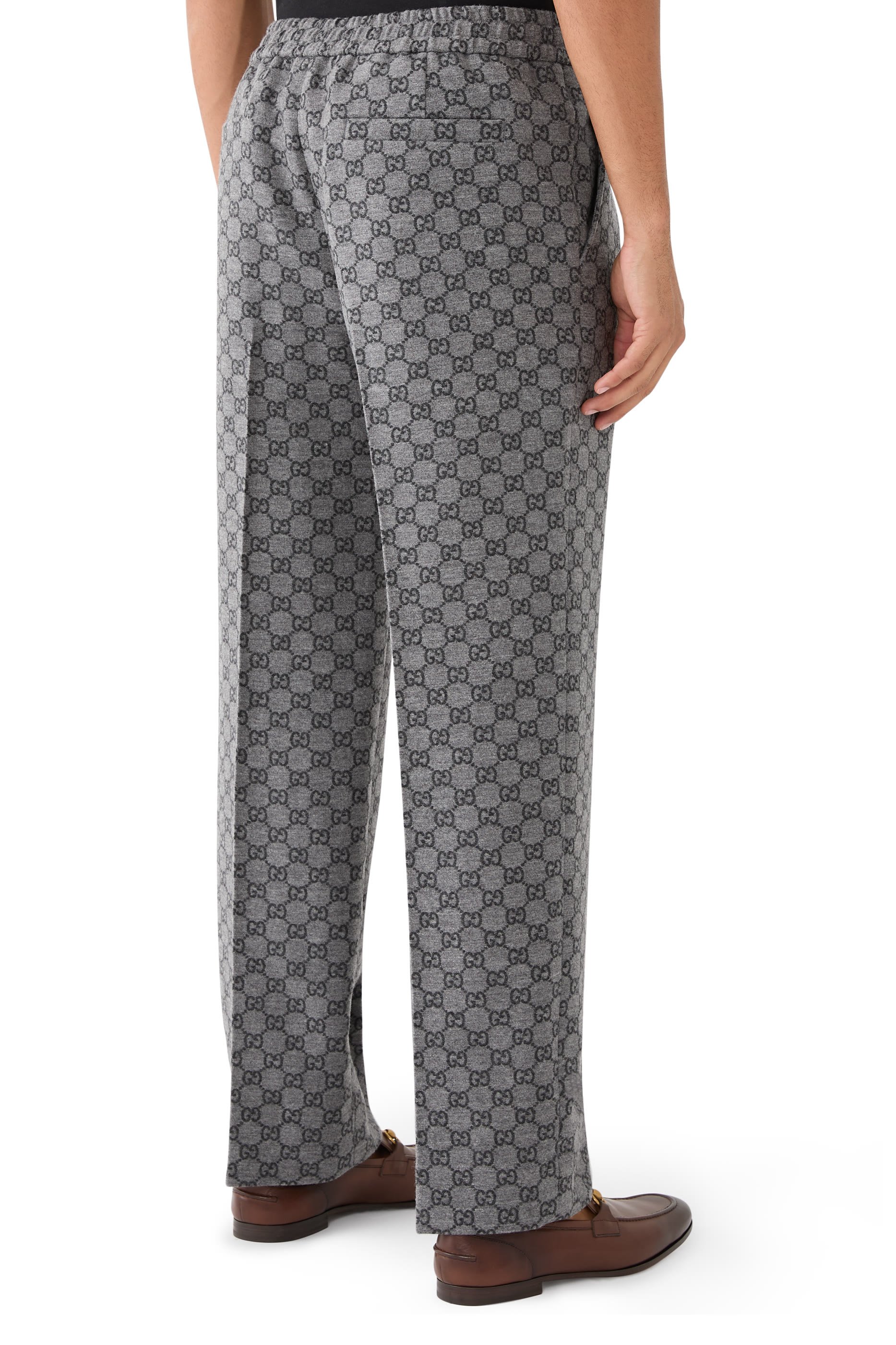 بنطال فلانيل بنقشة حرفي شعار الماركة