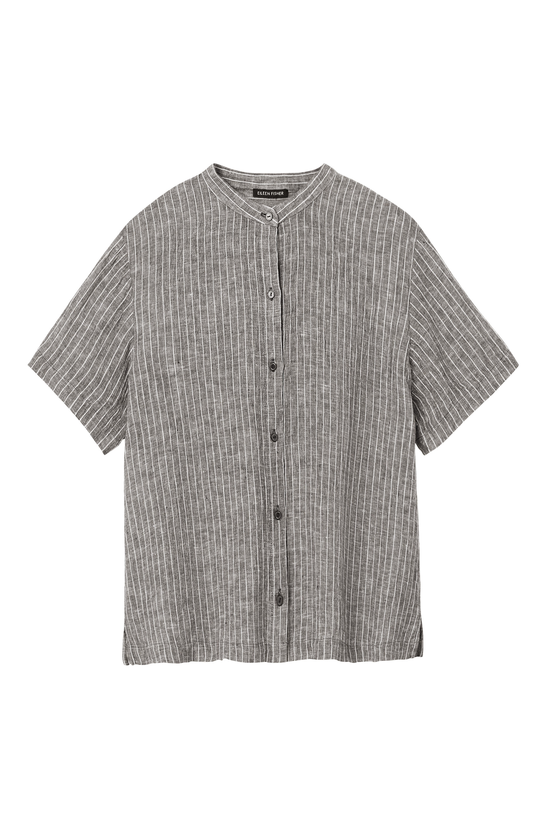 قميص بياقة مطوية كتان عضوي مجعد 