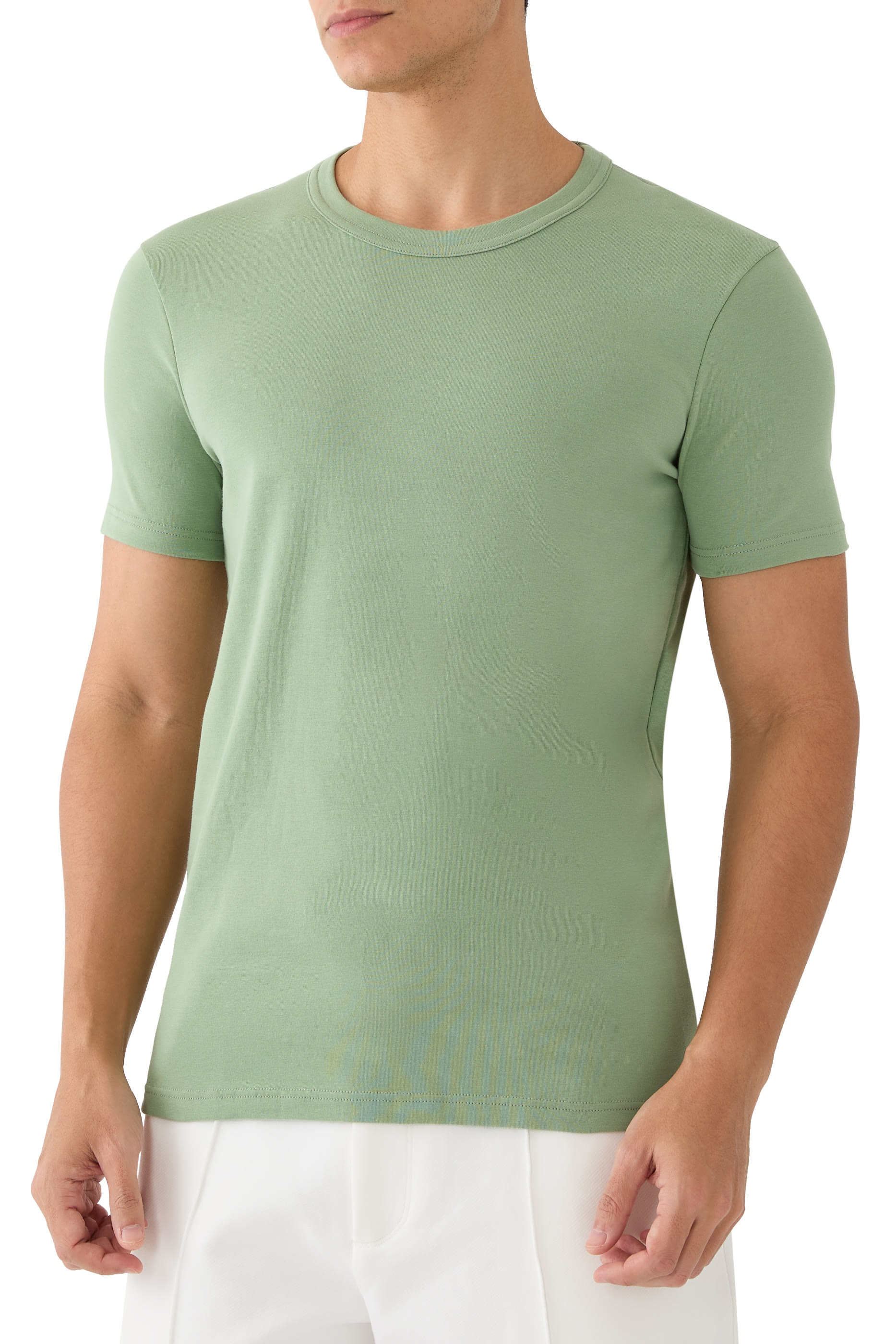 تيشيرت بياقة ضيقة قطن