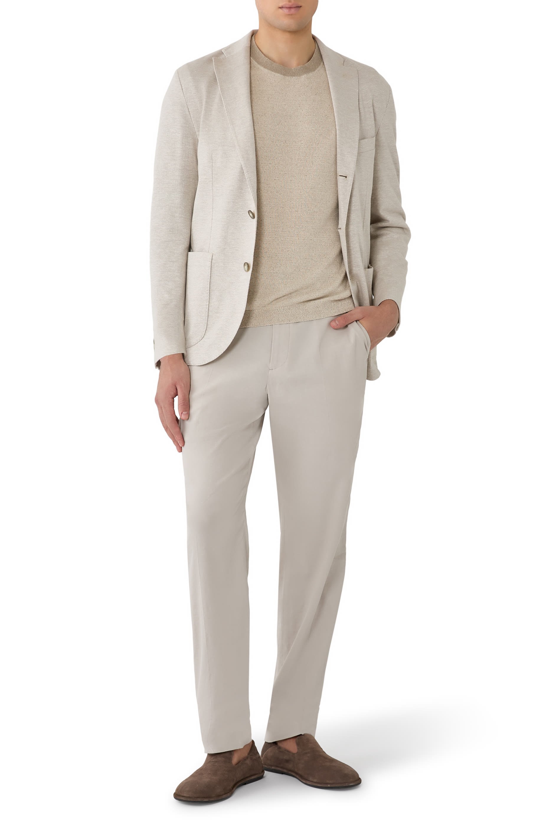 جاكيت بنقشة هيرنج بون جيرسيه ناعم